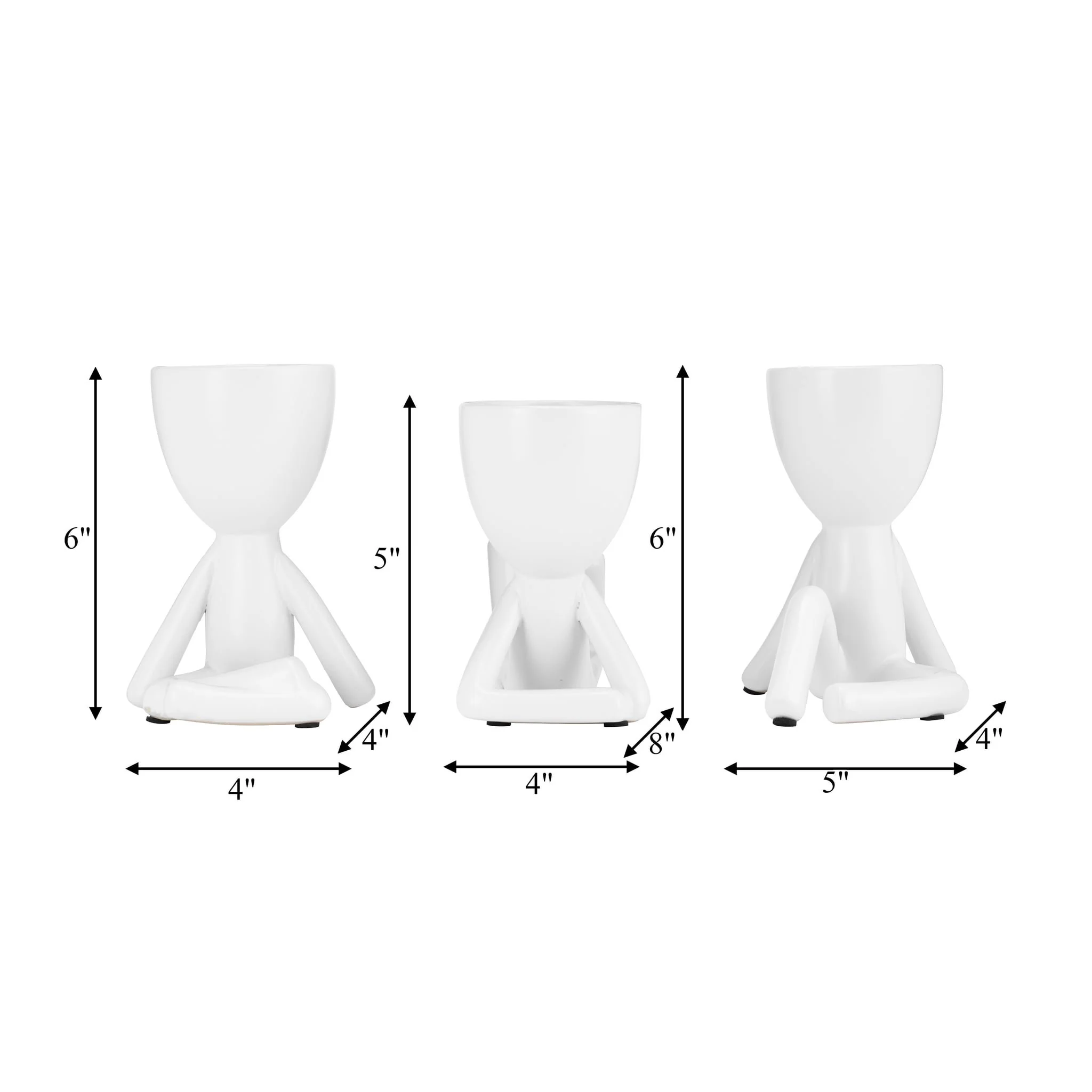 Cer, S/3 8" Sitting Humans, White - Image 9