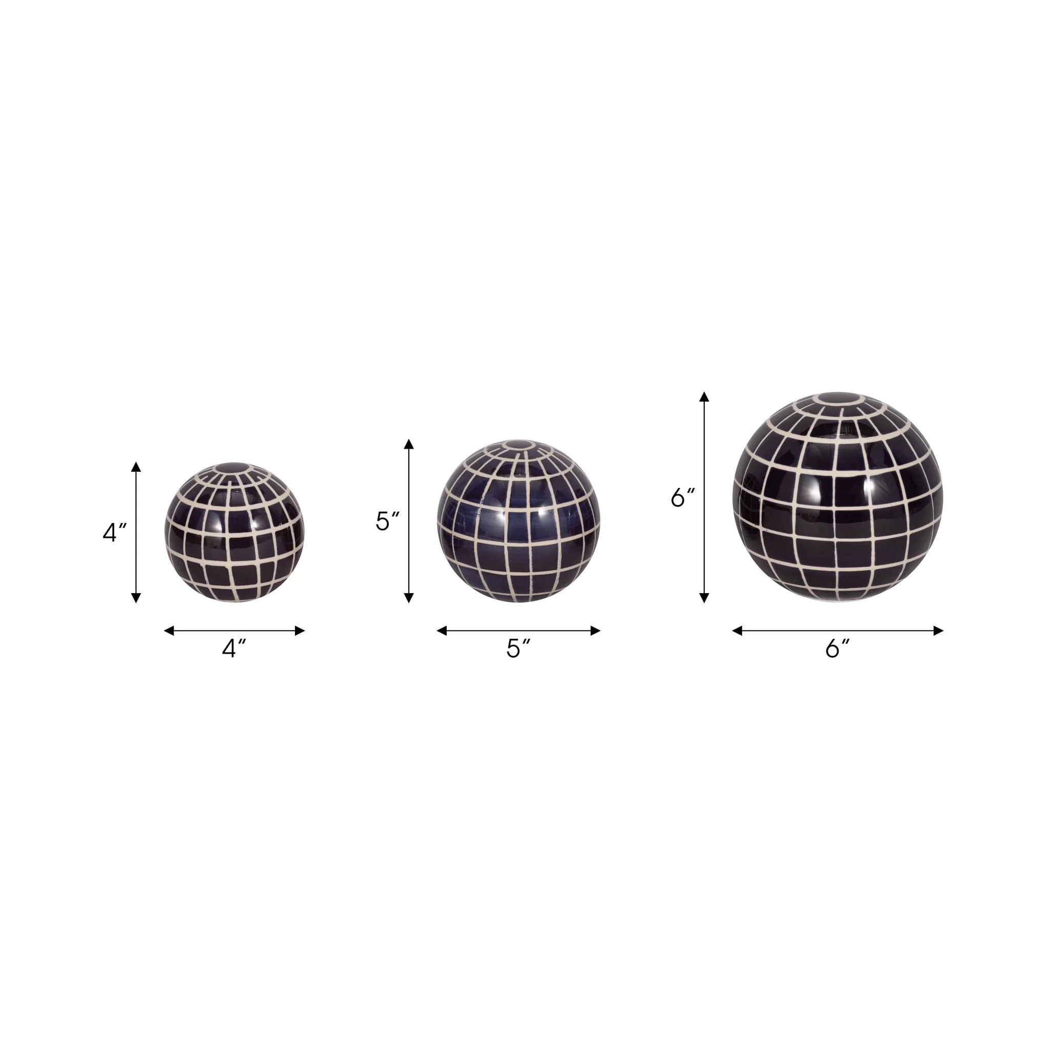 Cer, S/3 Checkered Orbs, 4/5/6" Blue - Image 6