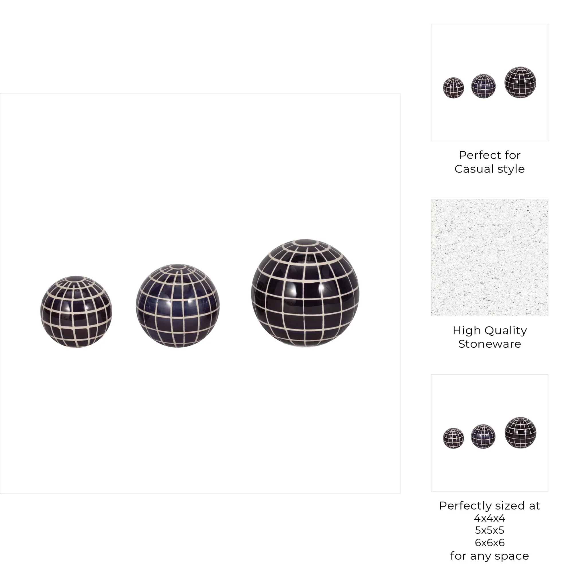 Cer, S/3 Checkered Orbs, 4/5/6" Blue - Image 7