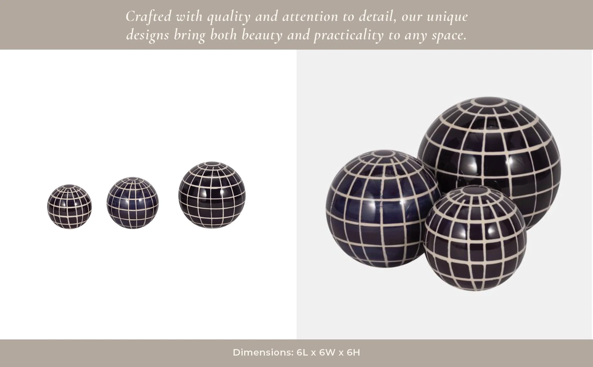 Cer, S/3 Checkered Orbs, 4/5/6" Blue - Image 9