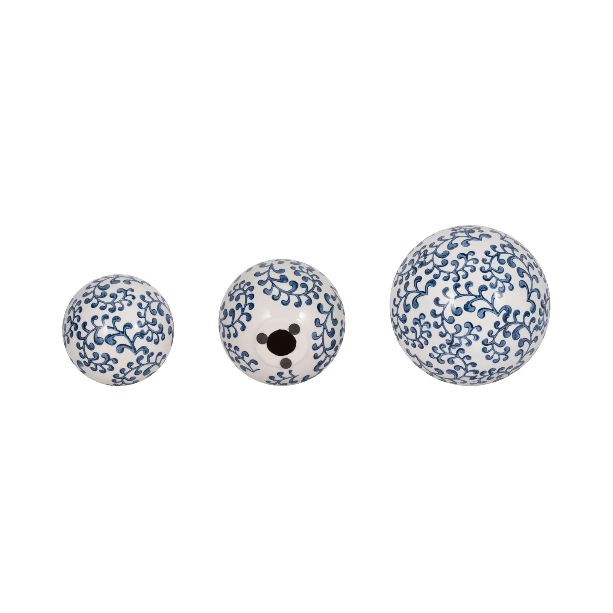 Cer, S/3 Chinoiserie Fern Orbs, 4/5/6" Blue/wht - Image 5