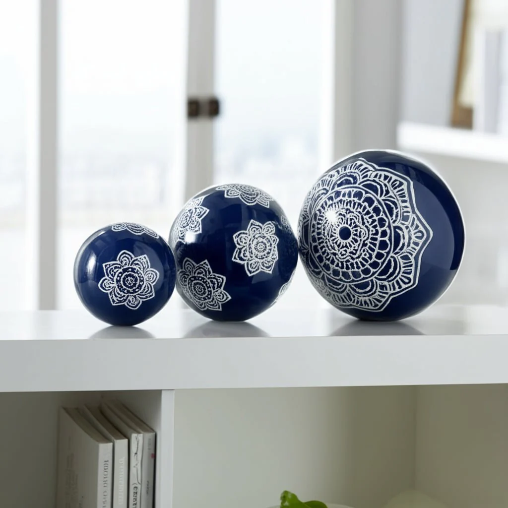 Cer, S/3 Chinoiserie Lotus Orbs, 4/5/6" Blue/wht - Image 10