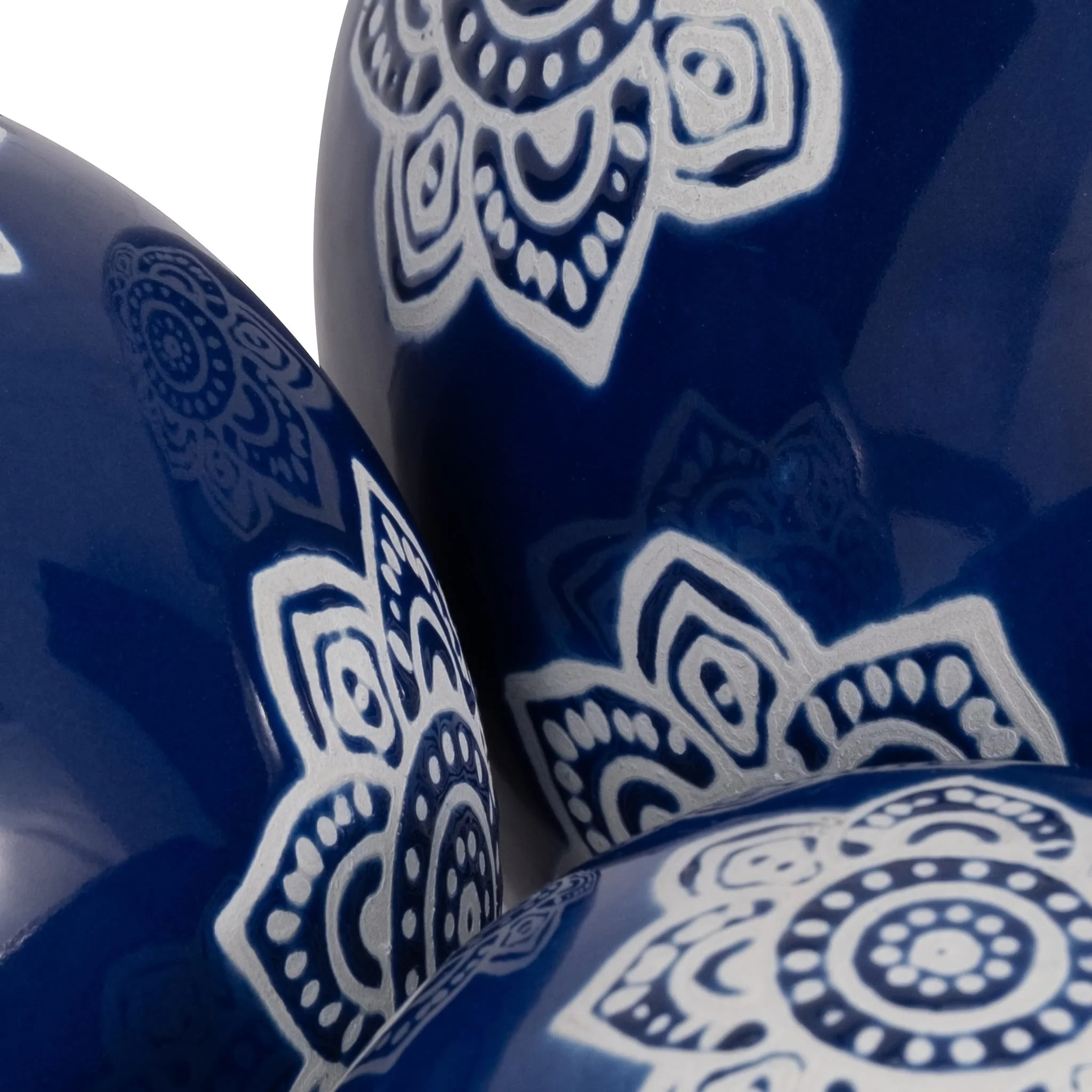 Cer, S/3 Chinoiserie Lotus Orbs, 4/5/6" Blue/wht - Image 4