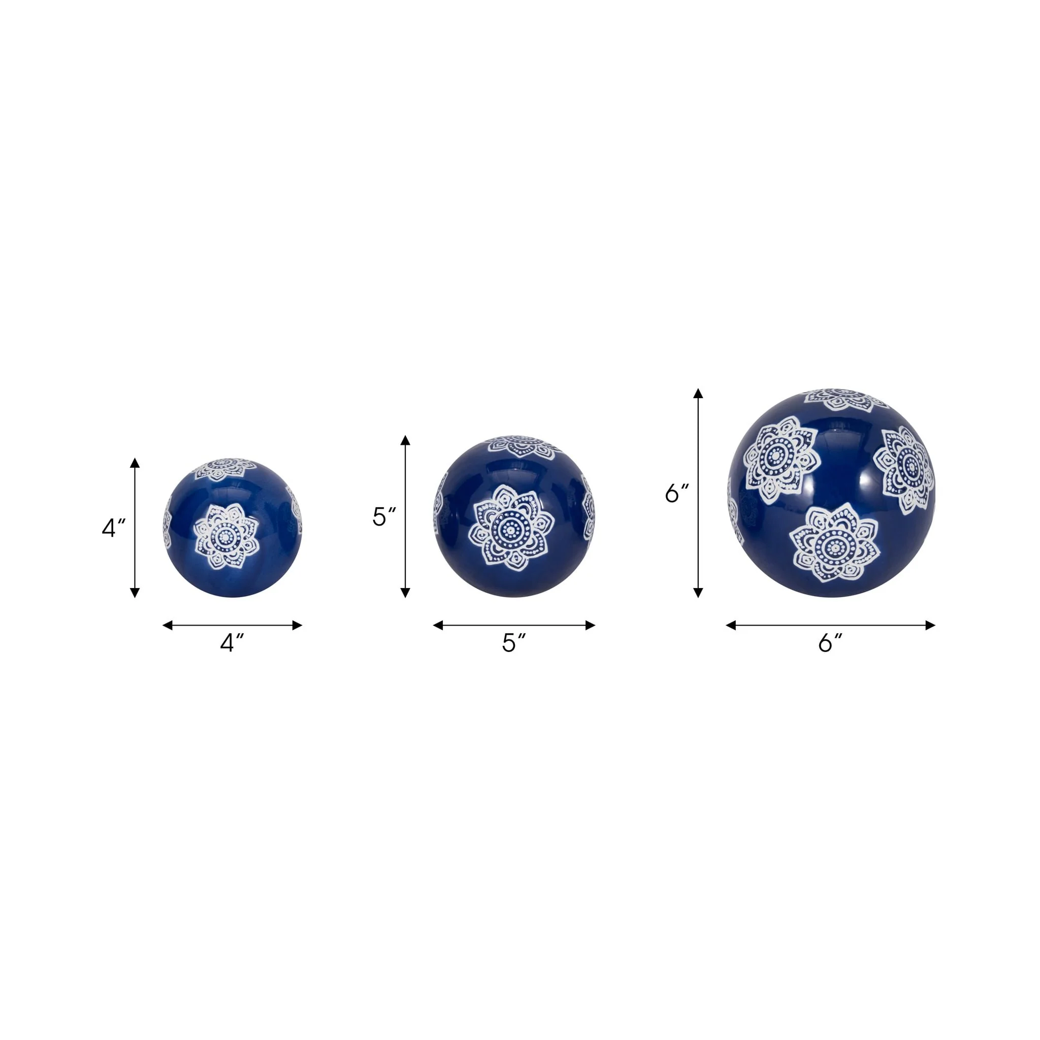 Cer, S/3 Chinoiserie Lotus Orbs, 4/5/6" Blue/wht - Image 6