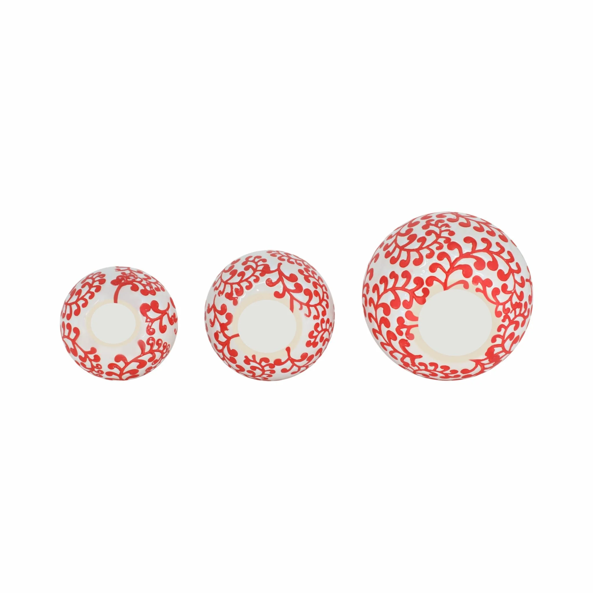 Cer, S/3 Fern Orbs, 4/5/6" White/red - Image 5