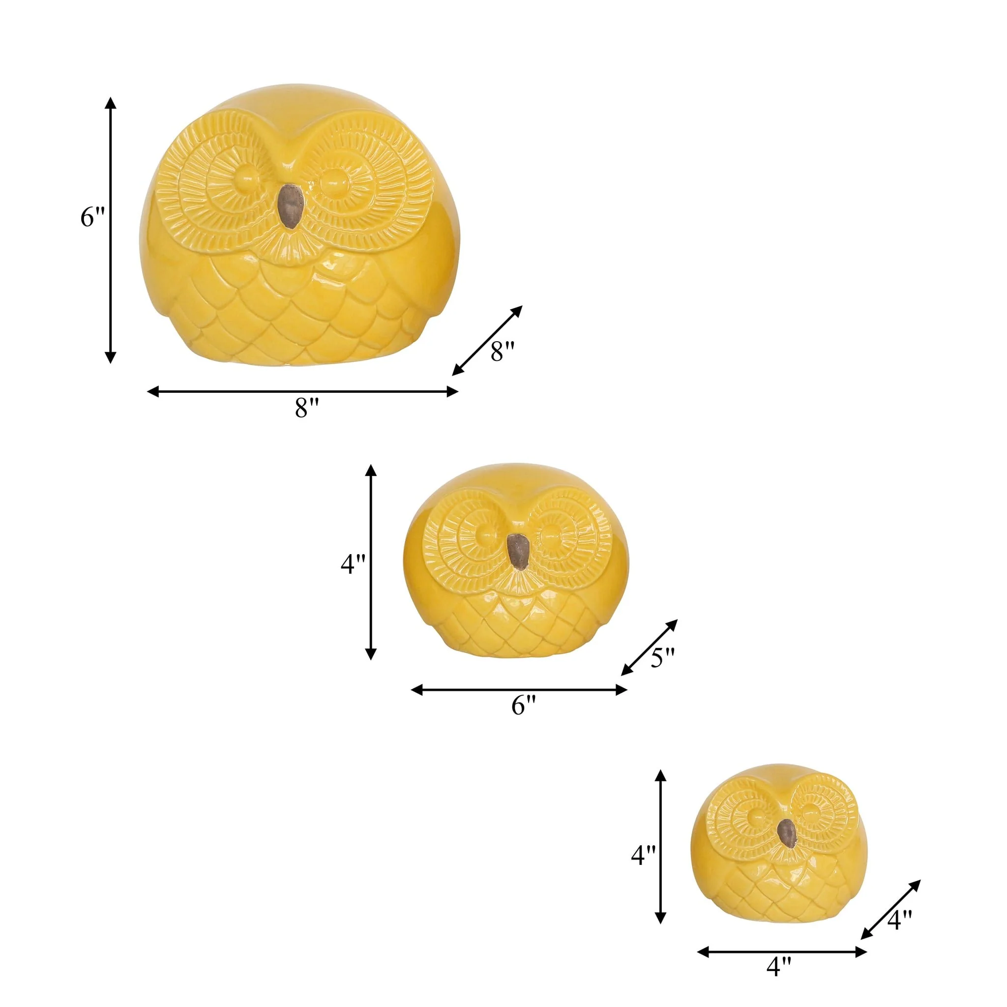 Cer S/3 Owls 8", Yellow - Image 7