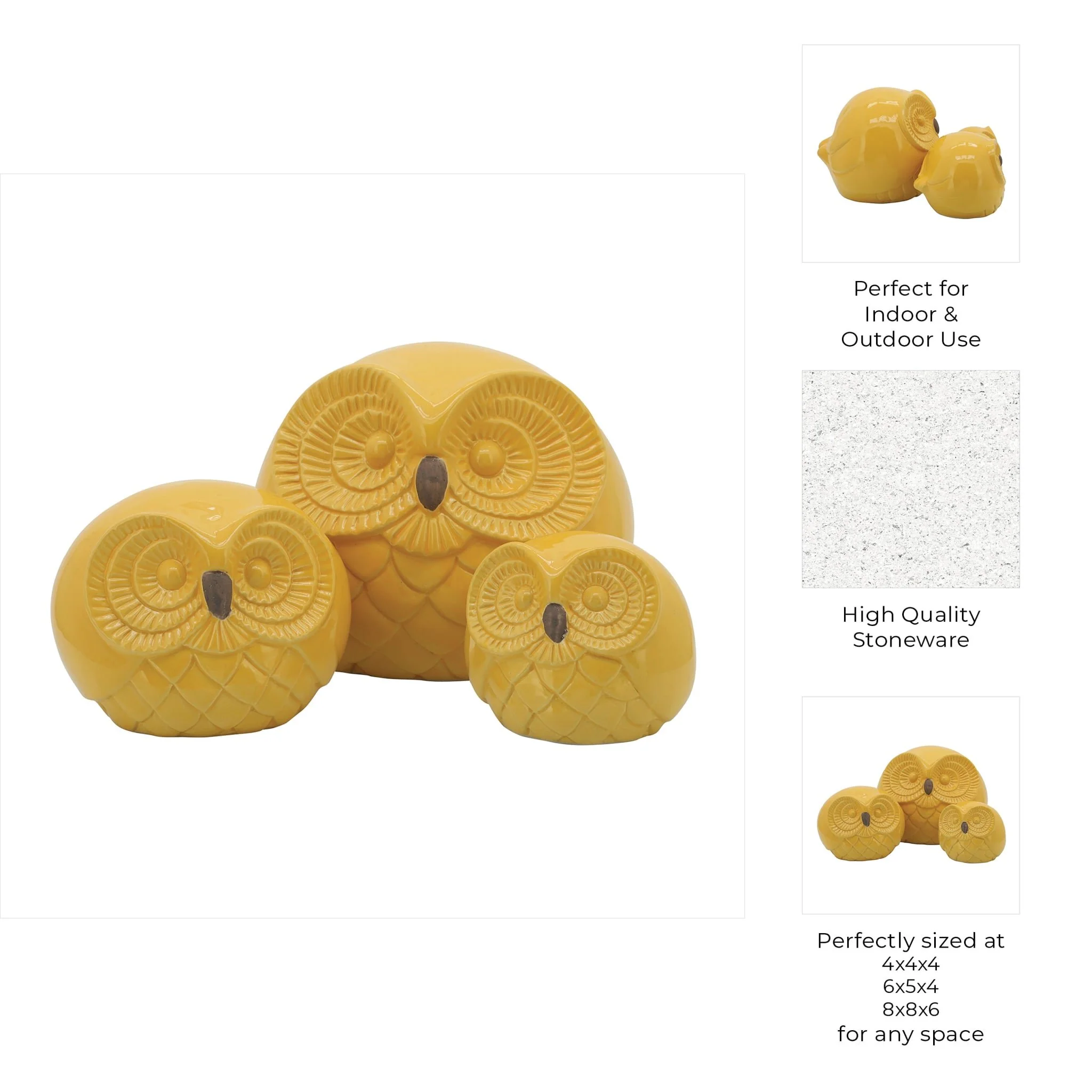 Cer S/3 Owls 8", Yellow - Image 8
