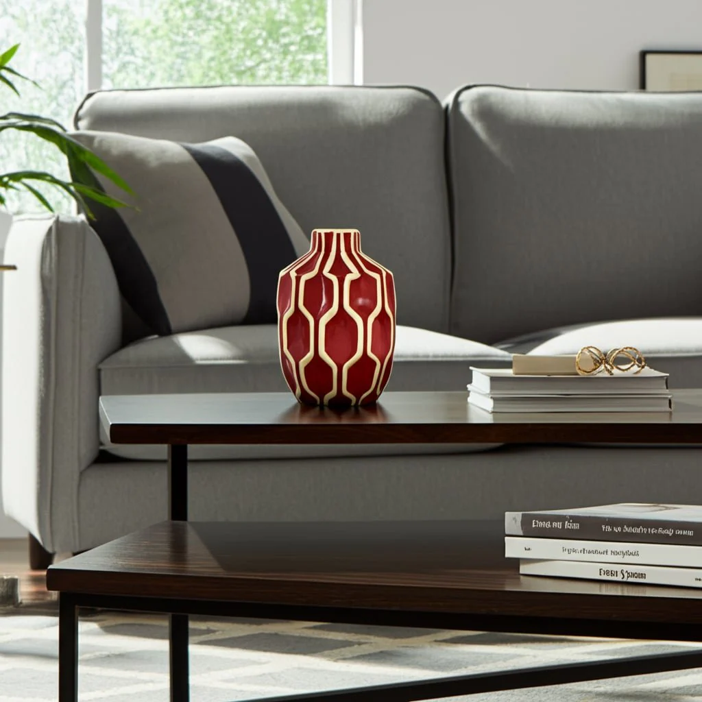 Cer Vase 8", Red/gold - Image 6