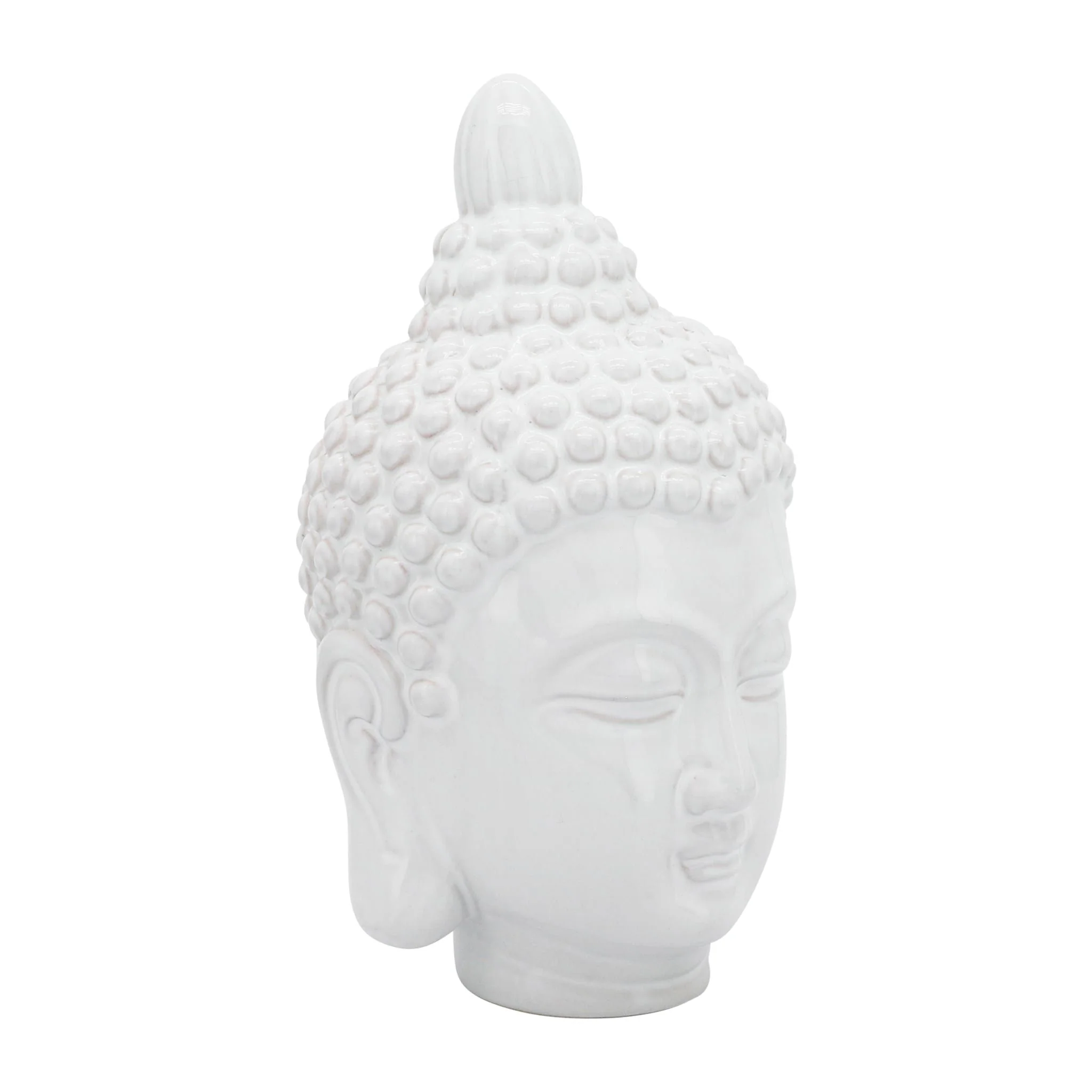 Ceramic 10" Buddha Head, White - Image 2