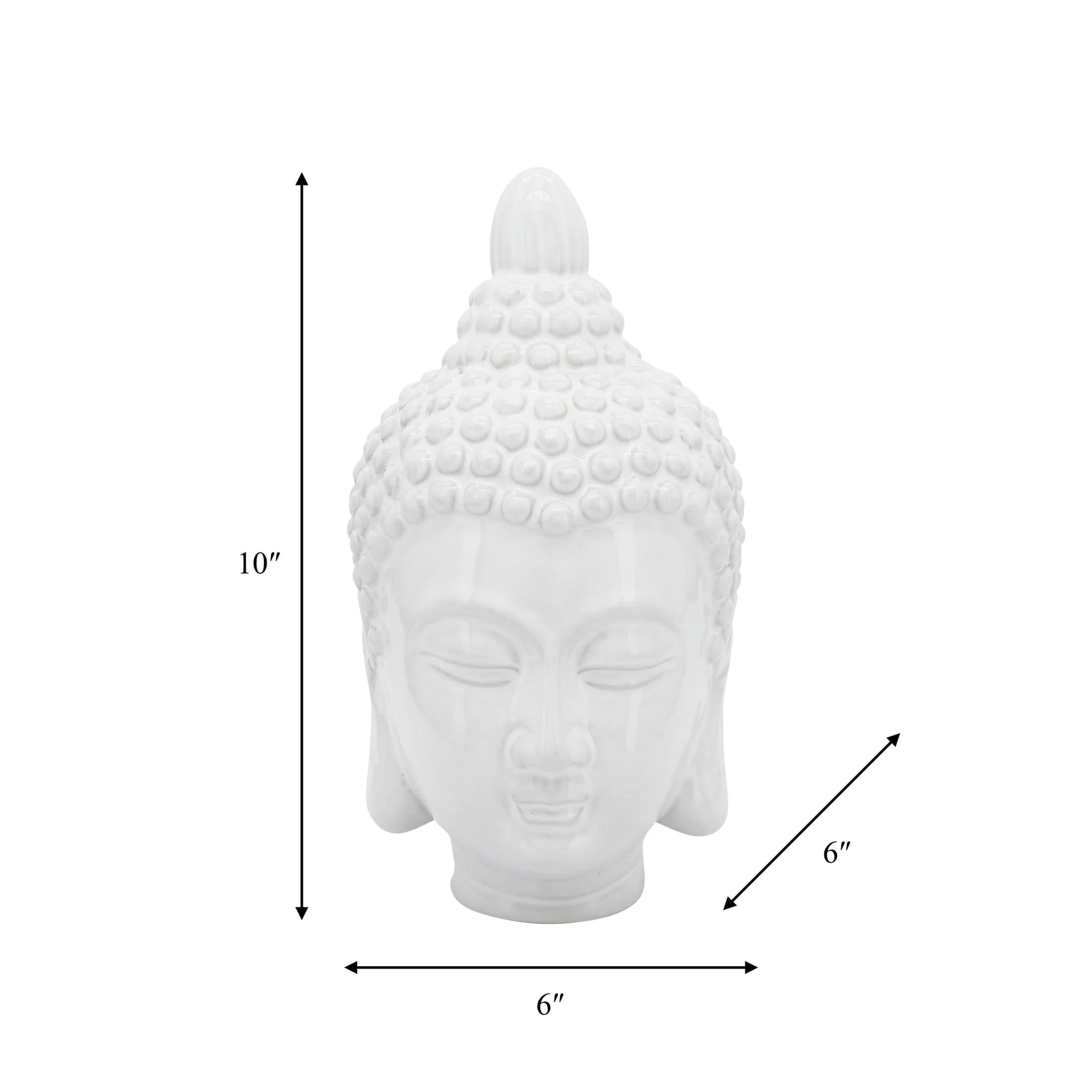 Ceramic 10" Buddha Head, White - Image 8