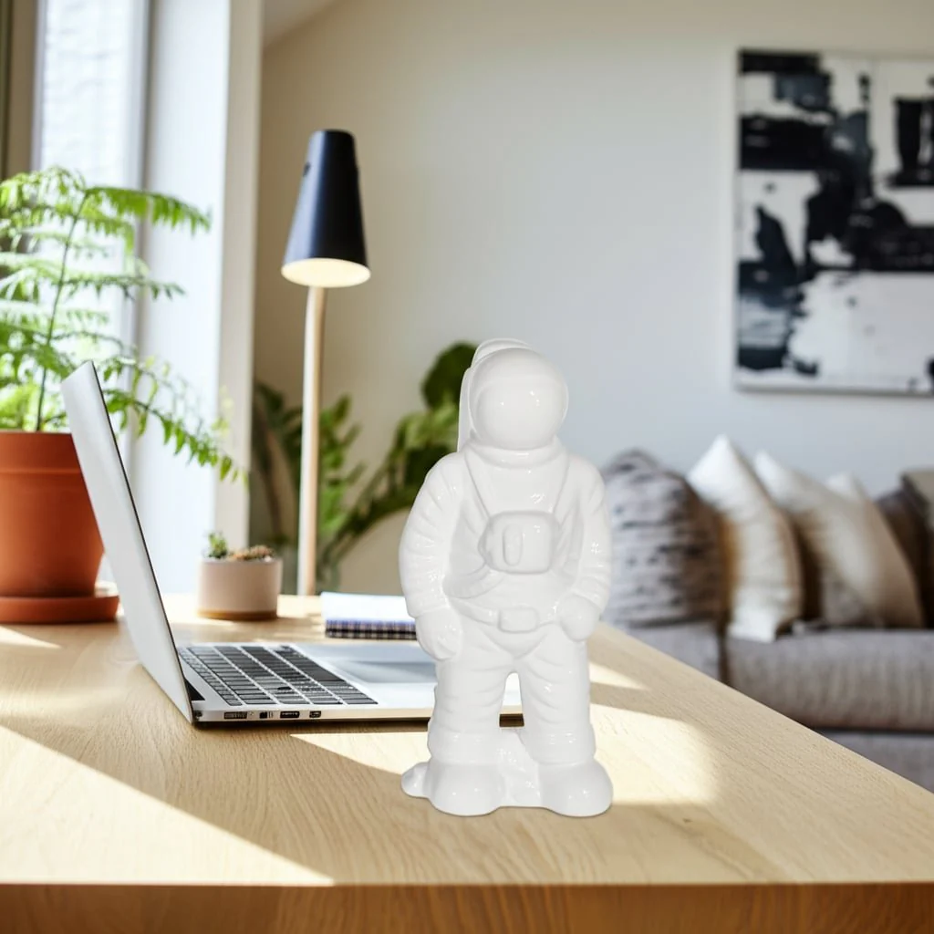 Ceramic 12" Astronaut Statuette, White - Image 10