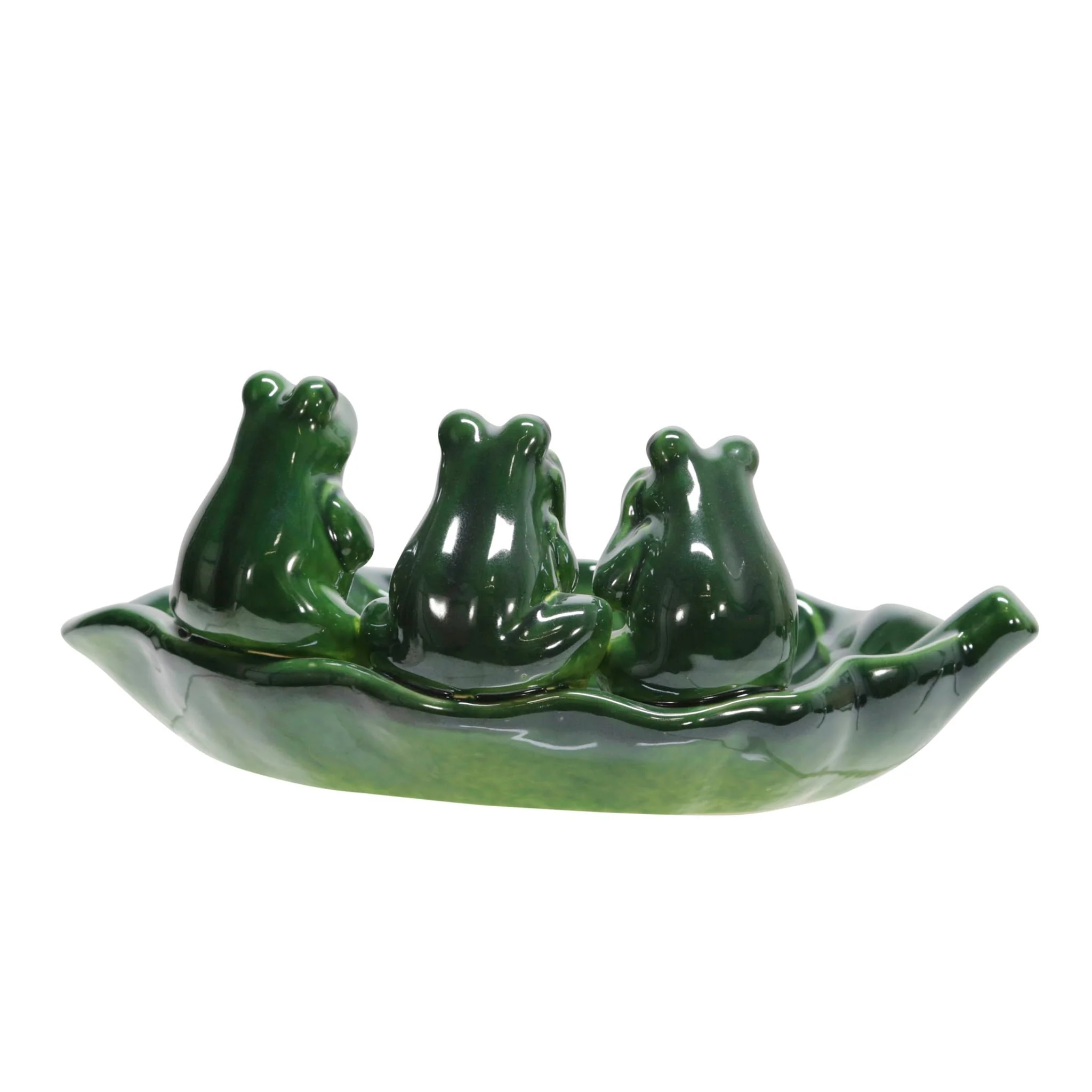 Ceramic 12" Frog Trio Bird Feeder, Green - Image 2
