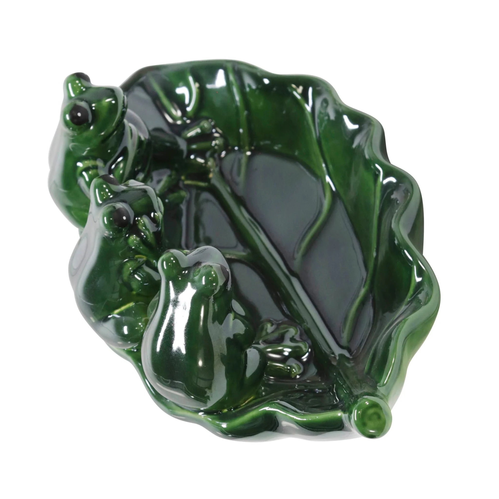 Ceramic 12" Frog Trio Bird Feeder, Green - Image 3