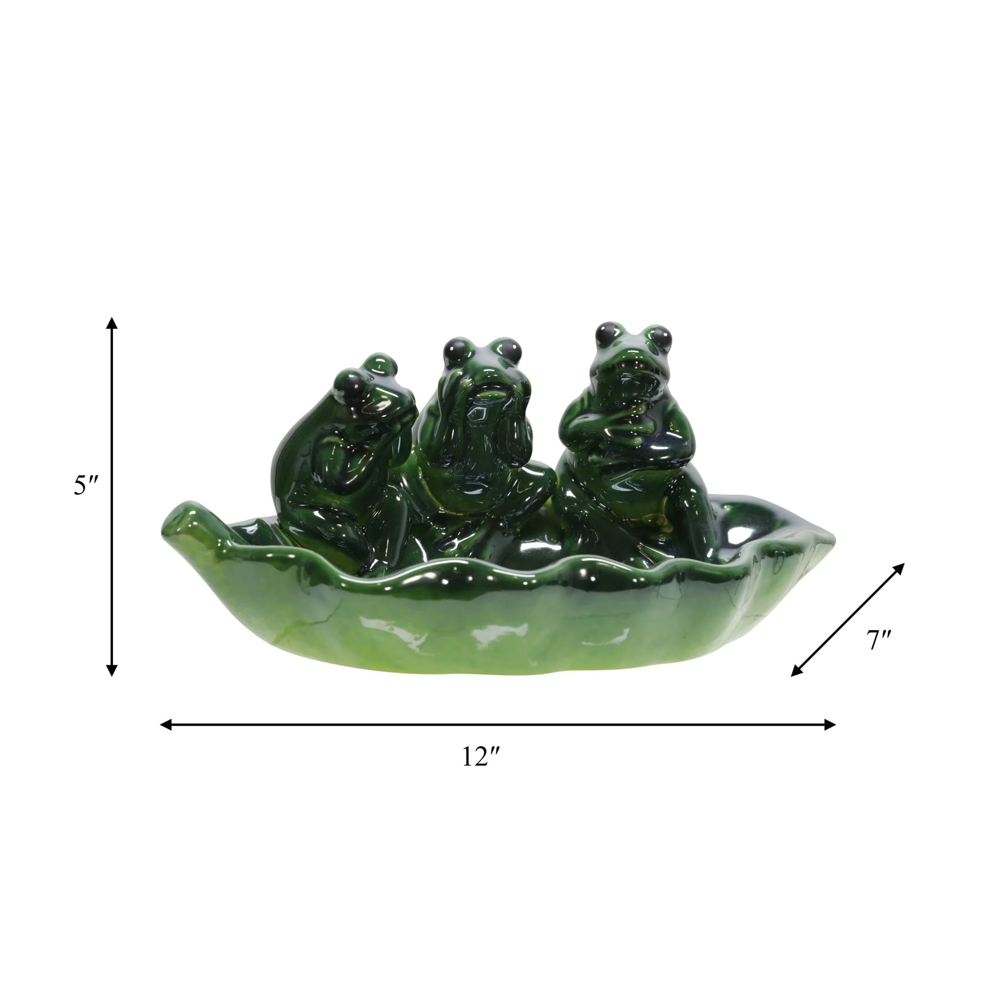 Ceramic 12" Frog Trio Bird Feeder, Green - Image 4