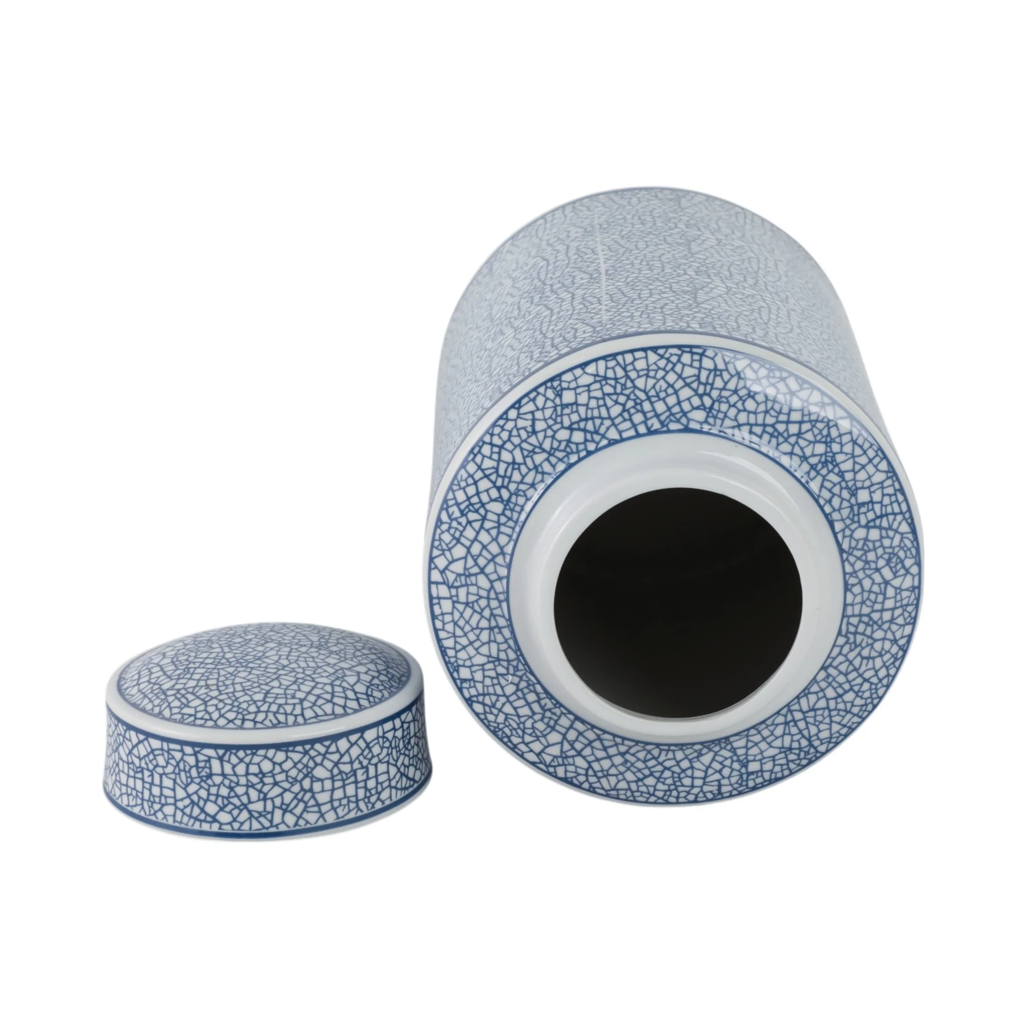 Ceramic 12" Jar, Crackle Blue - Image 6