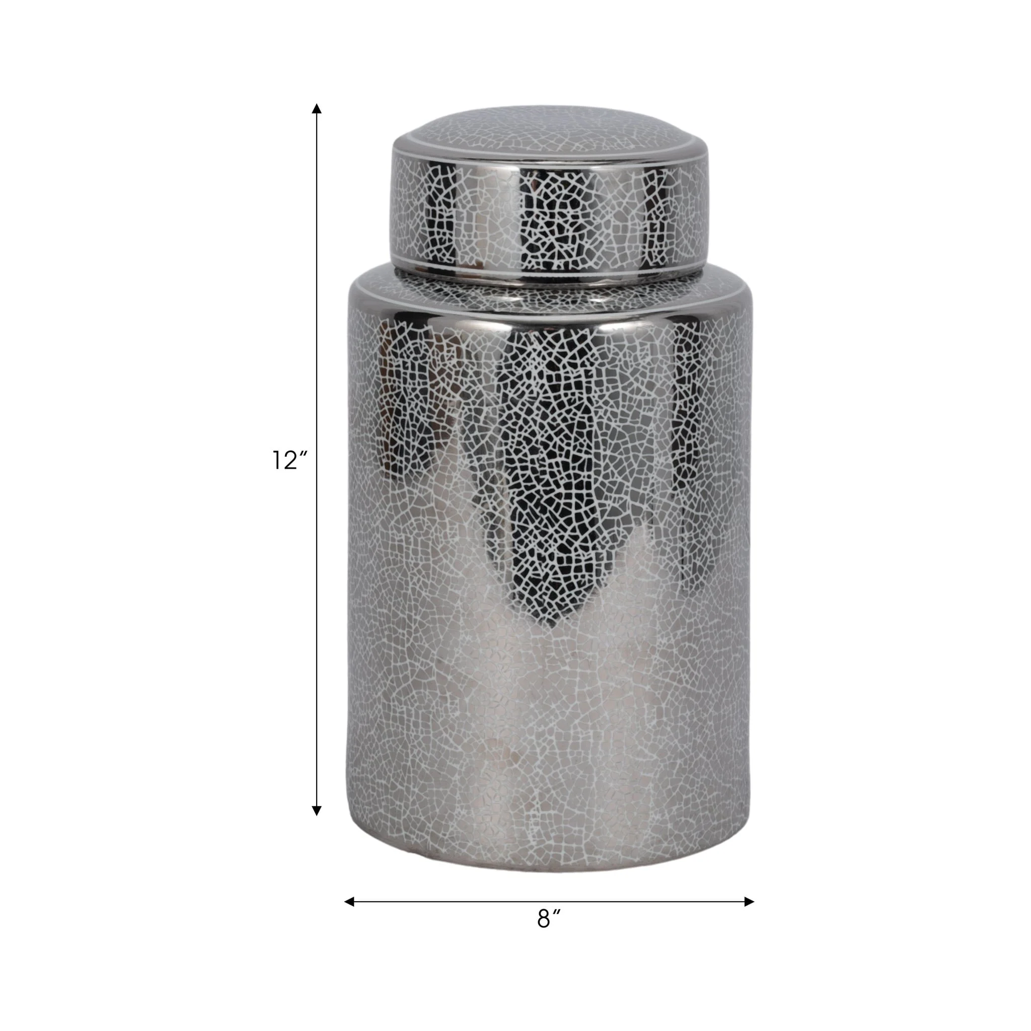 Ceramic 12" Jar, Crackle Silver - Image 8