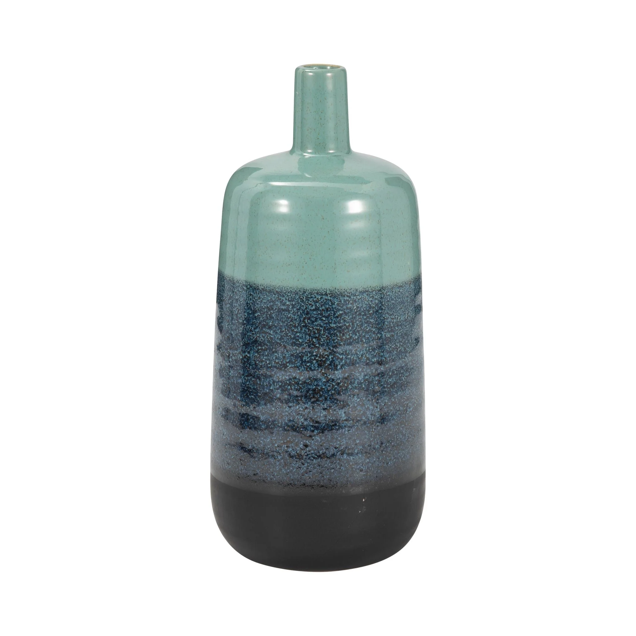 Ceramic 13", Tri-colored Speckled Vase, Aqua Grn - Image 3