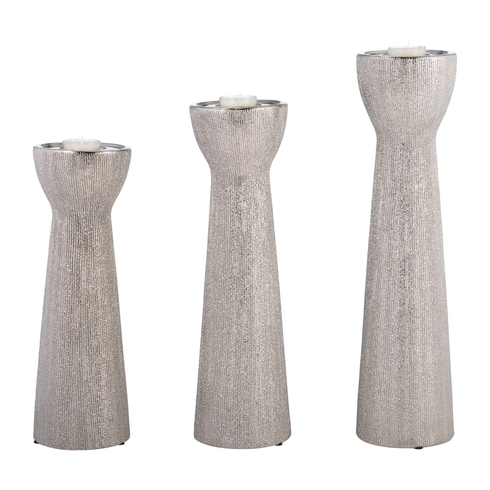 Ceramic 14" Bead Candle Holder,silver - Image 7