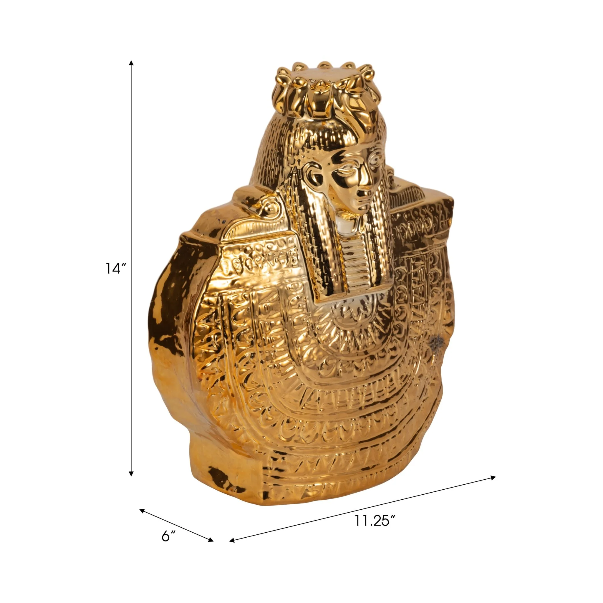 Ceramic 14" Table Top Sculpture, Gold - Image 8