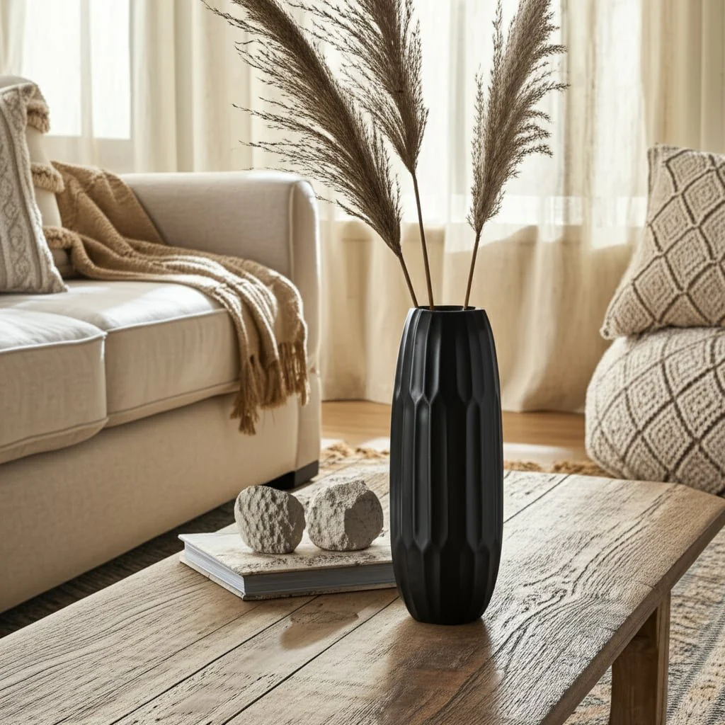 Ceramic 14" Vase , Black - Image 13