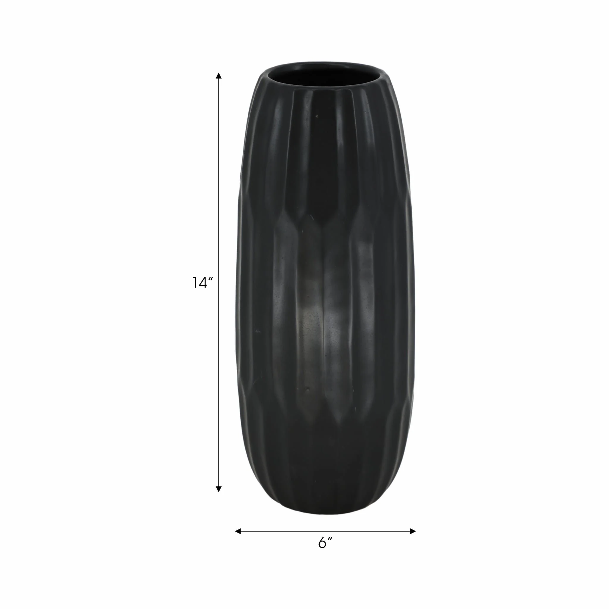Ceramic 14" Vase , Black - Image 8