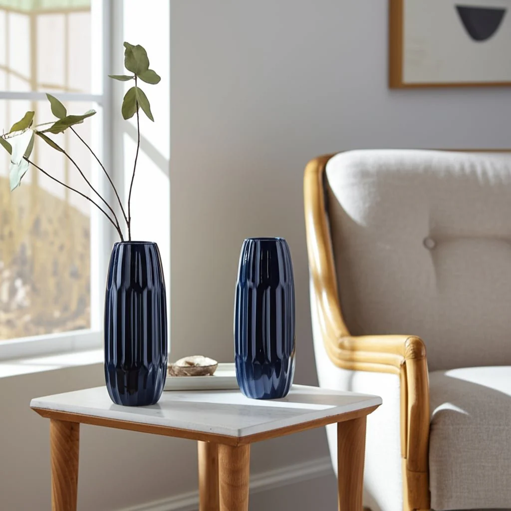 Ceramic 14" Vase , Navy Blue - Image 13