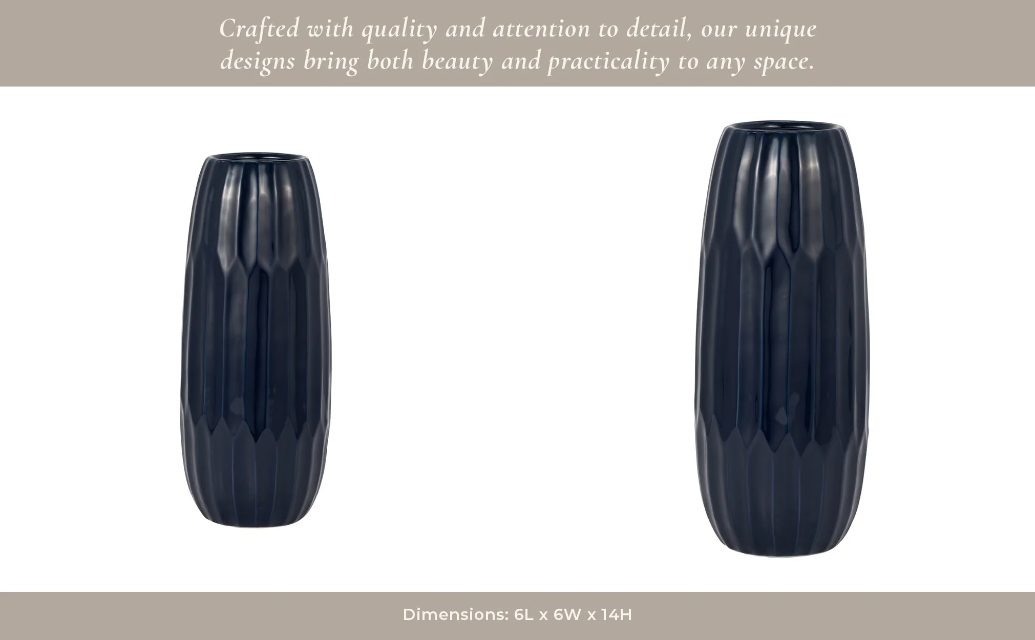 Ceramic 14" Vase , Navy Blue - Image 14