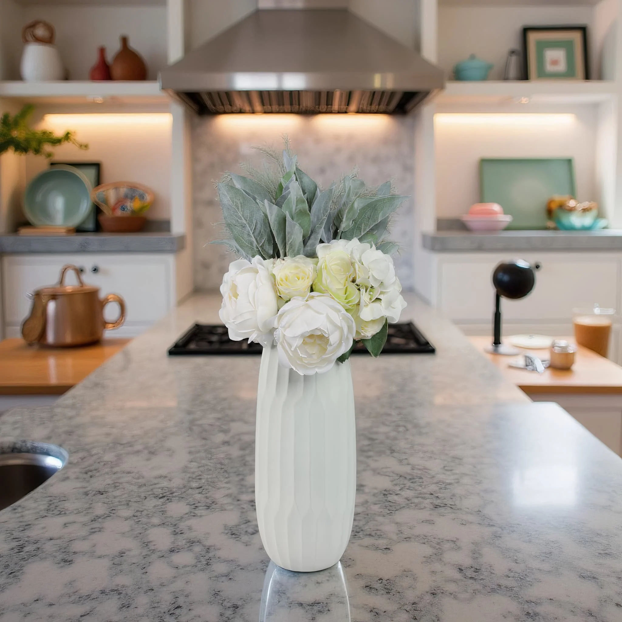 Ceramic 14" Vase , White - Image 12