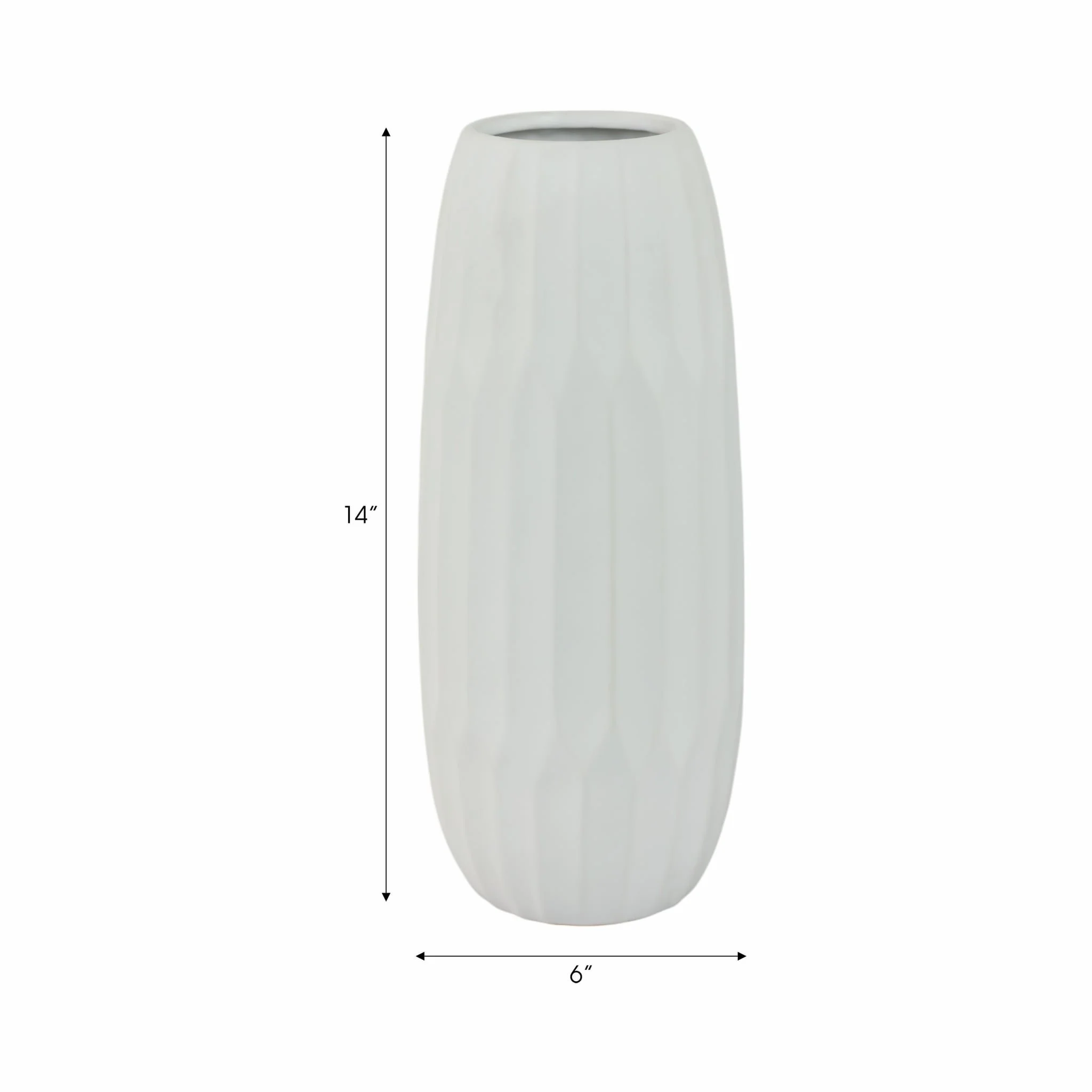 Ceramic 14" Vase , White - Image 8