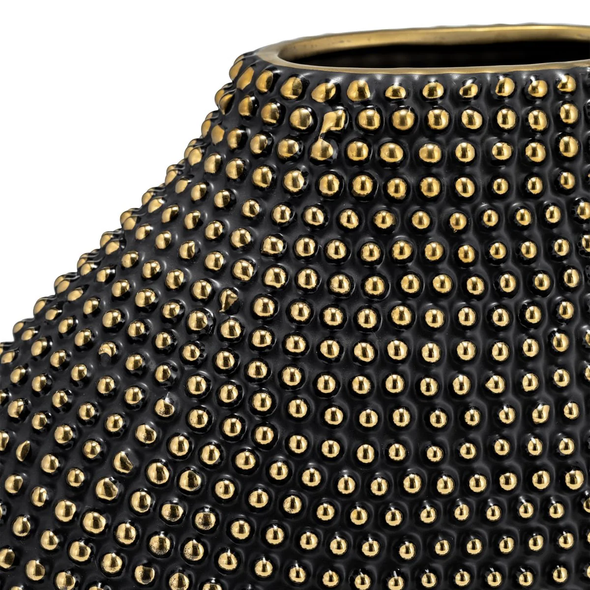 Ceramic 16" Beaded Vase, Black/gold - Image 5