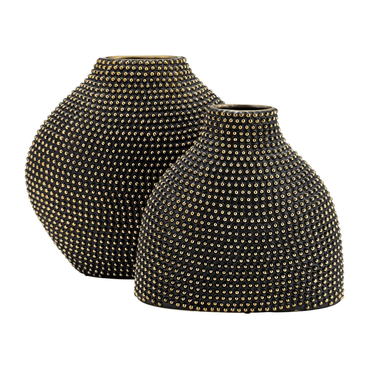 Ceramic 16" Beaded Vase, Black/gold - Image 9