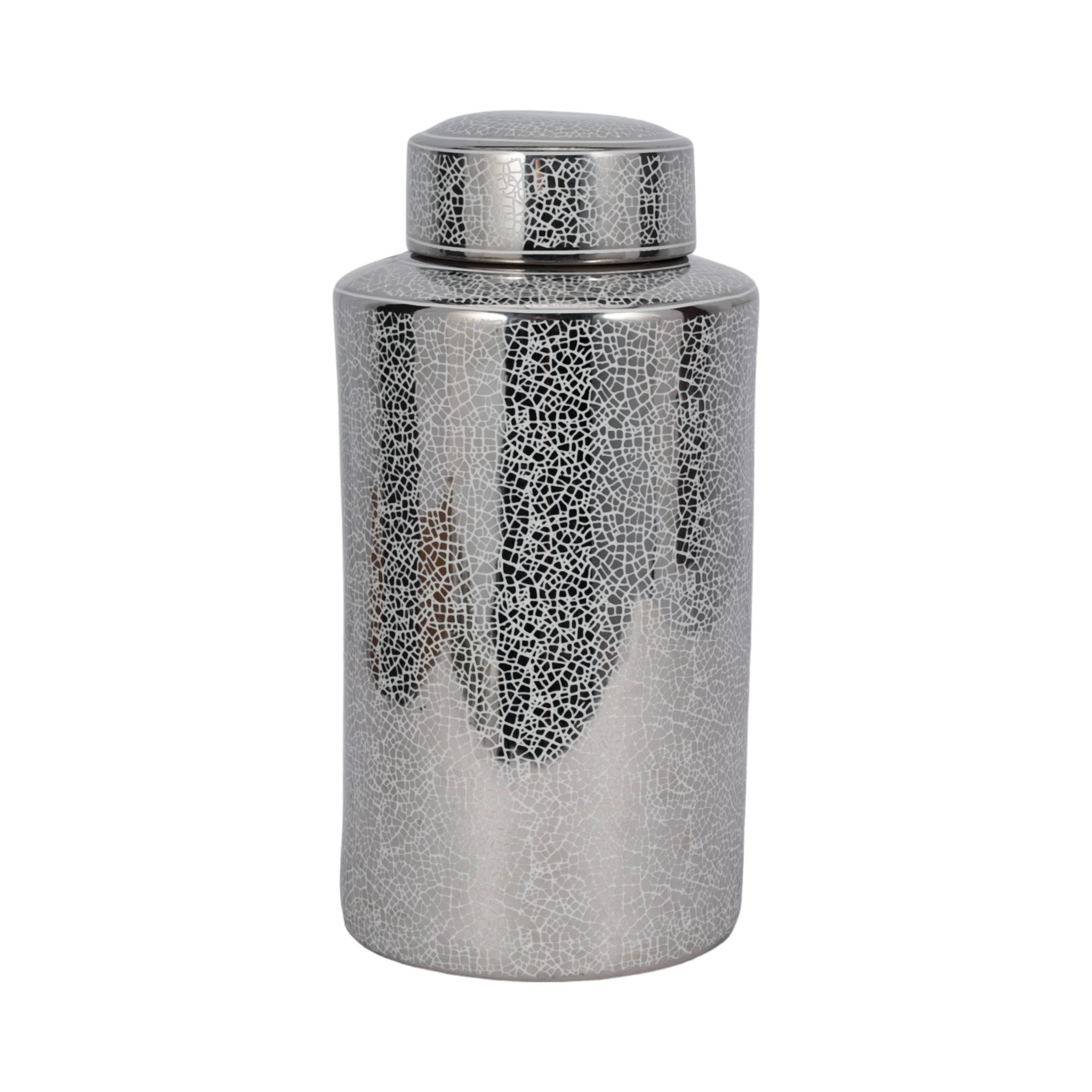 Ceramic 16" Jar, Crackle Silver - Image 3