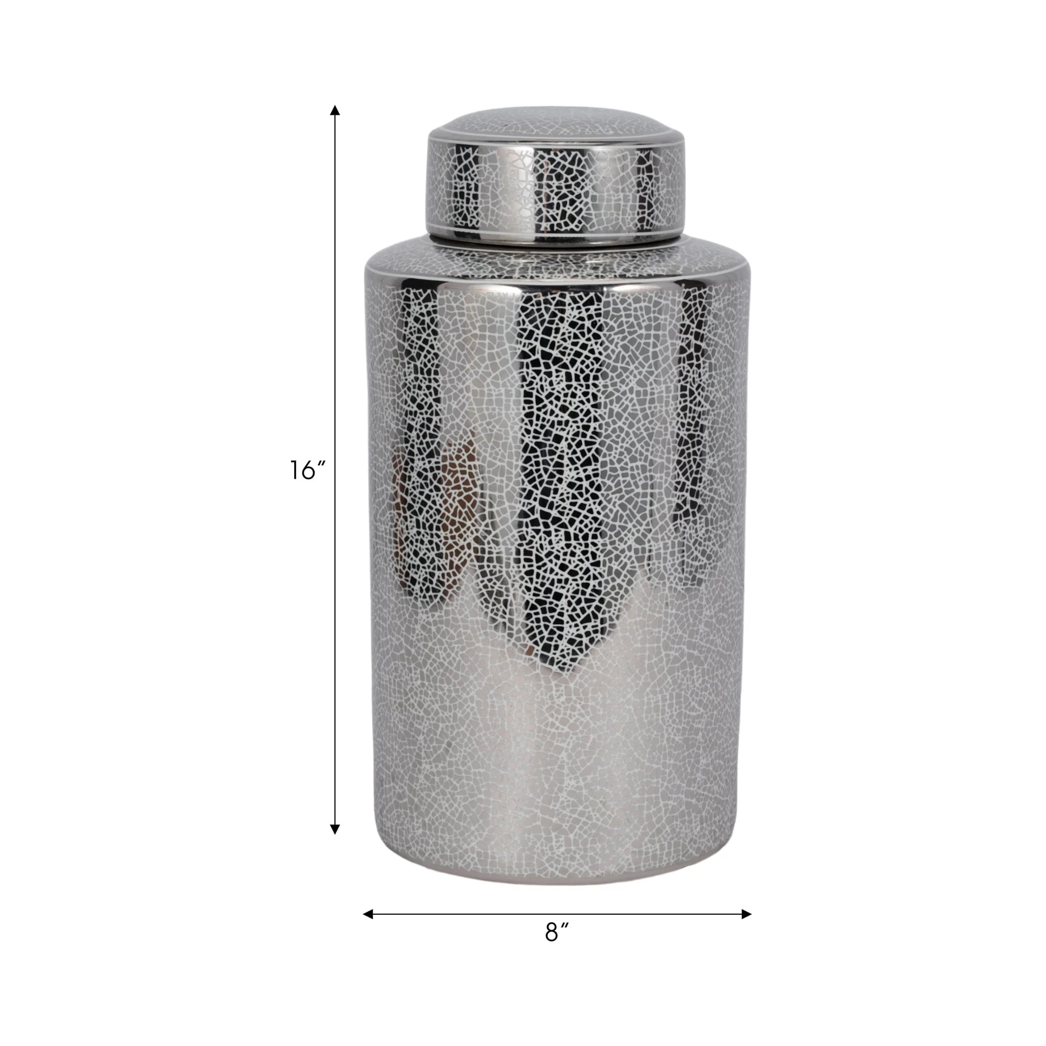 Ceramic 16" Jar, Crackle Silver - Image 8