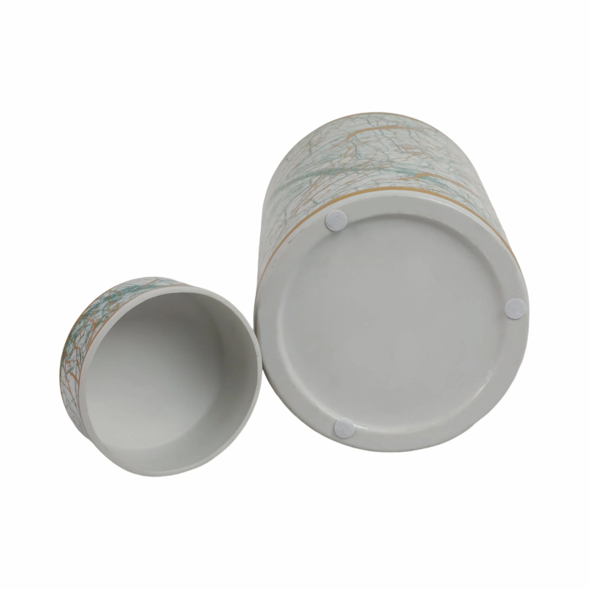 Ceramic 16" Jar With Gold Lid, Green - Image 7
