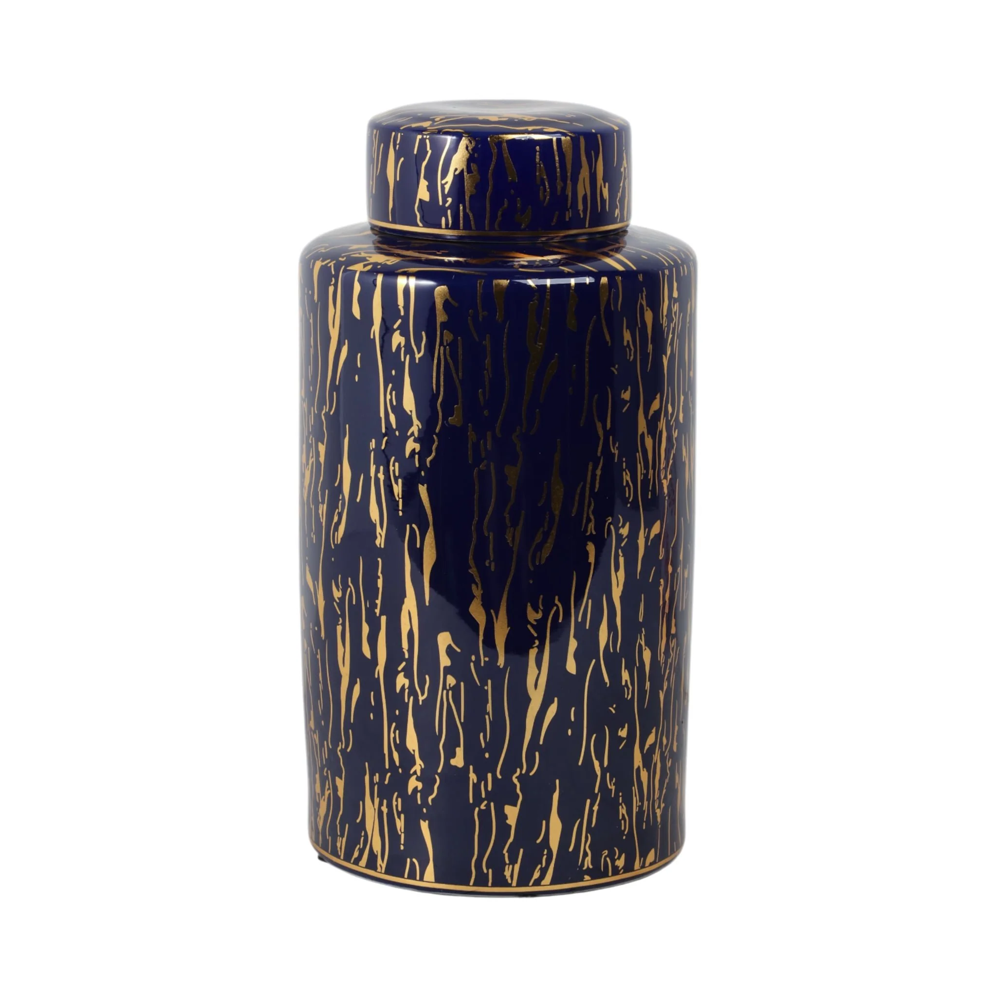 Ceramic 16"h Jar, Blue/gold - Image 4