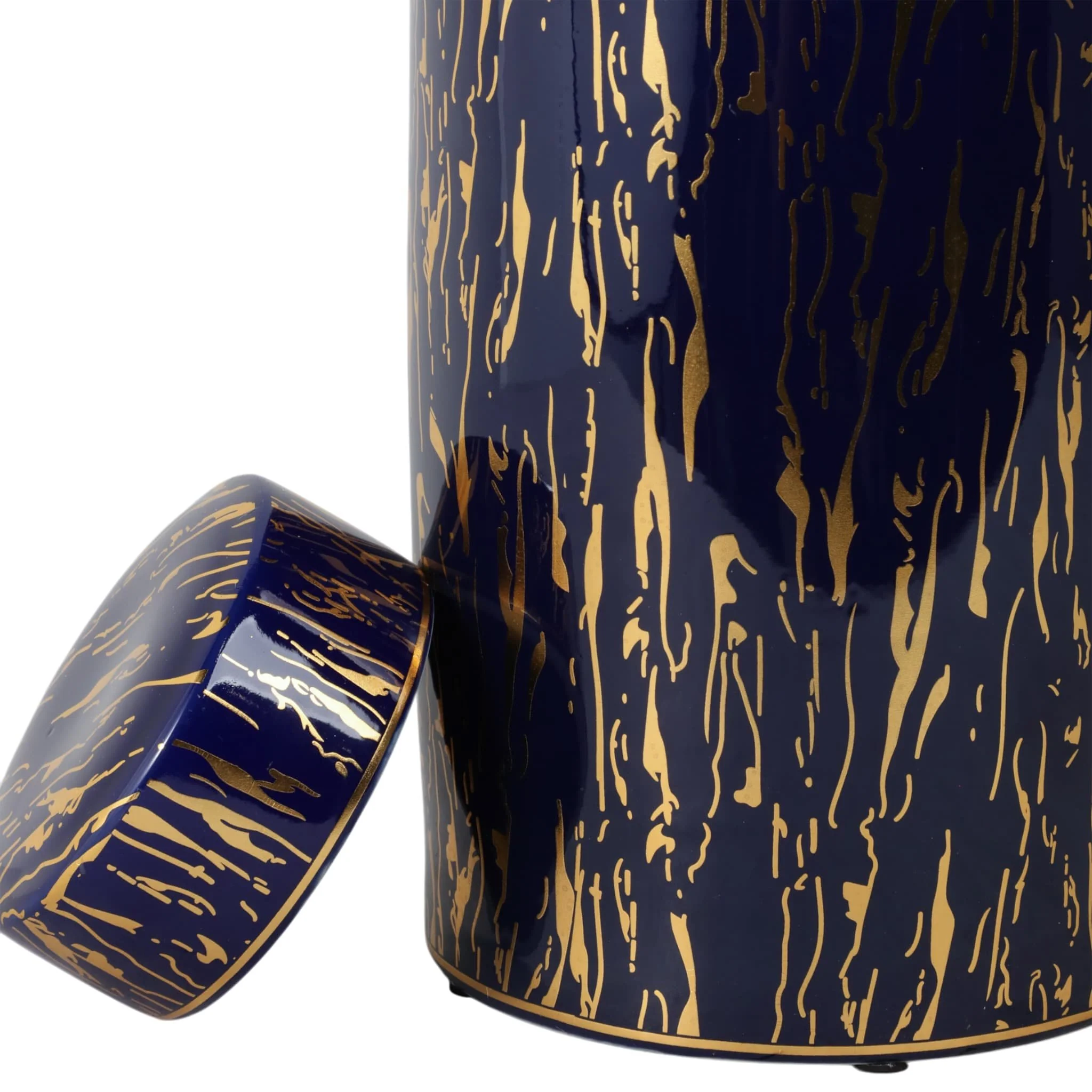 Ceramic 16"h Jar, Blue/gold - Image 5