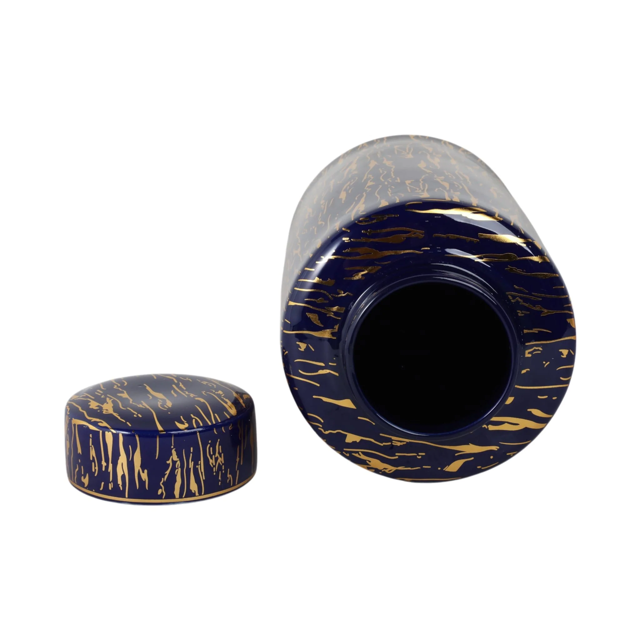Ceramic 16"h Jar, Blue/gold - Image 6