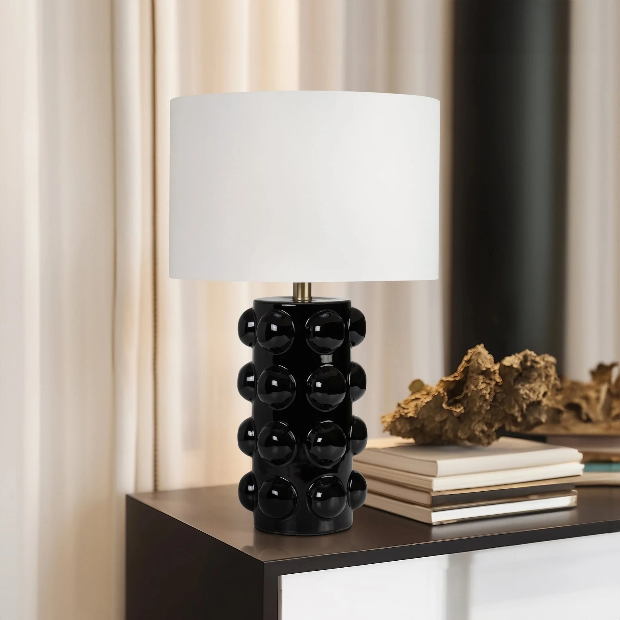 Ceramic 22" Bubble Table Lamp, Black - Image 9