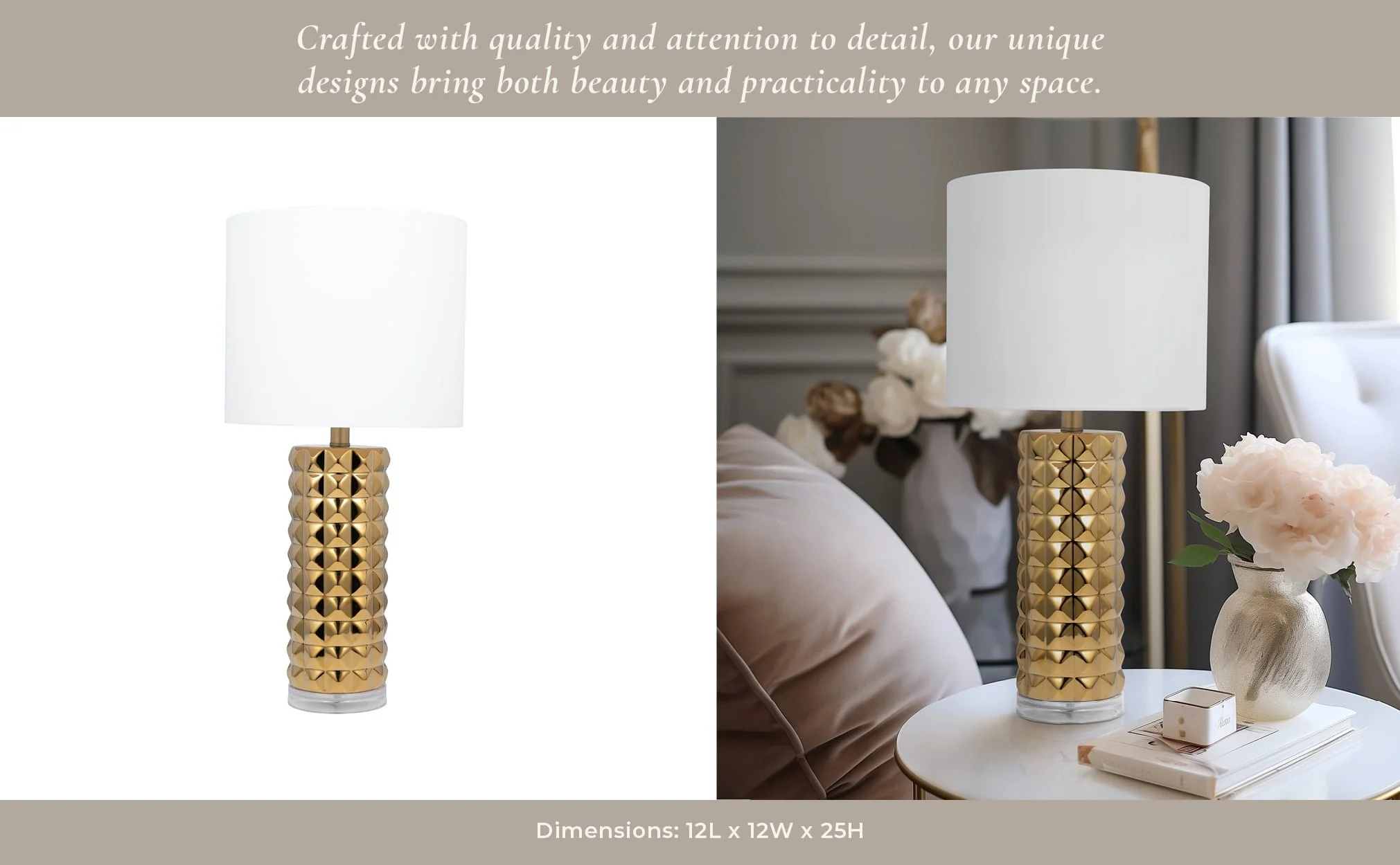 Ceramic 25" Table Lamp, Gold - Image 10