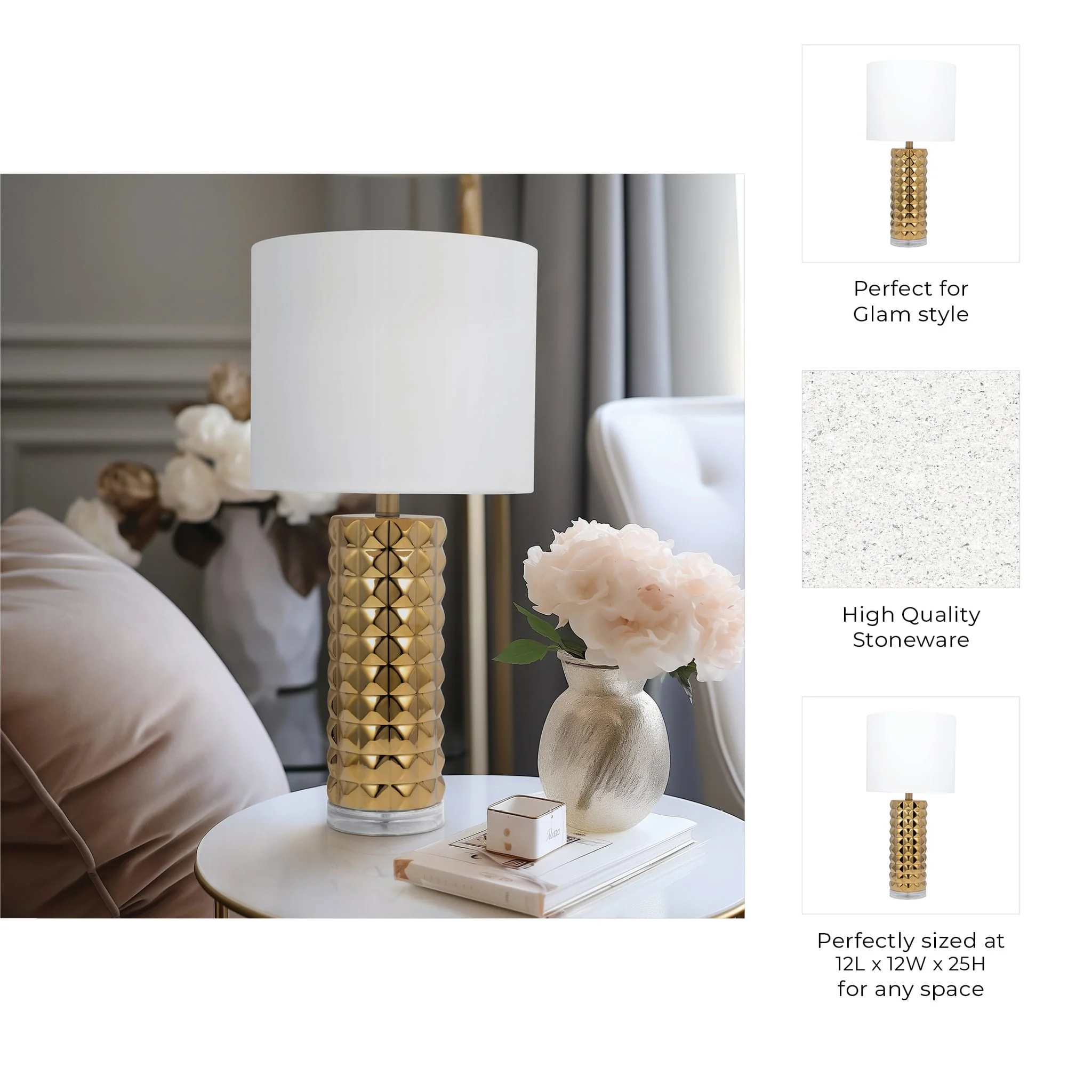 Ceramic 25" Table Lamp, Gold - Image 8