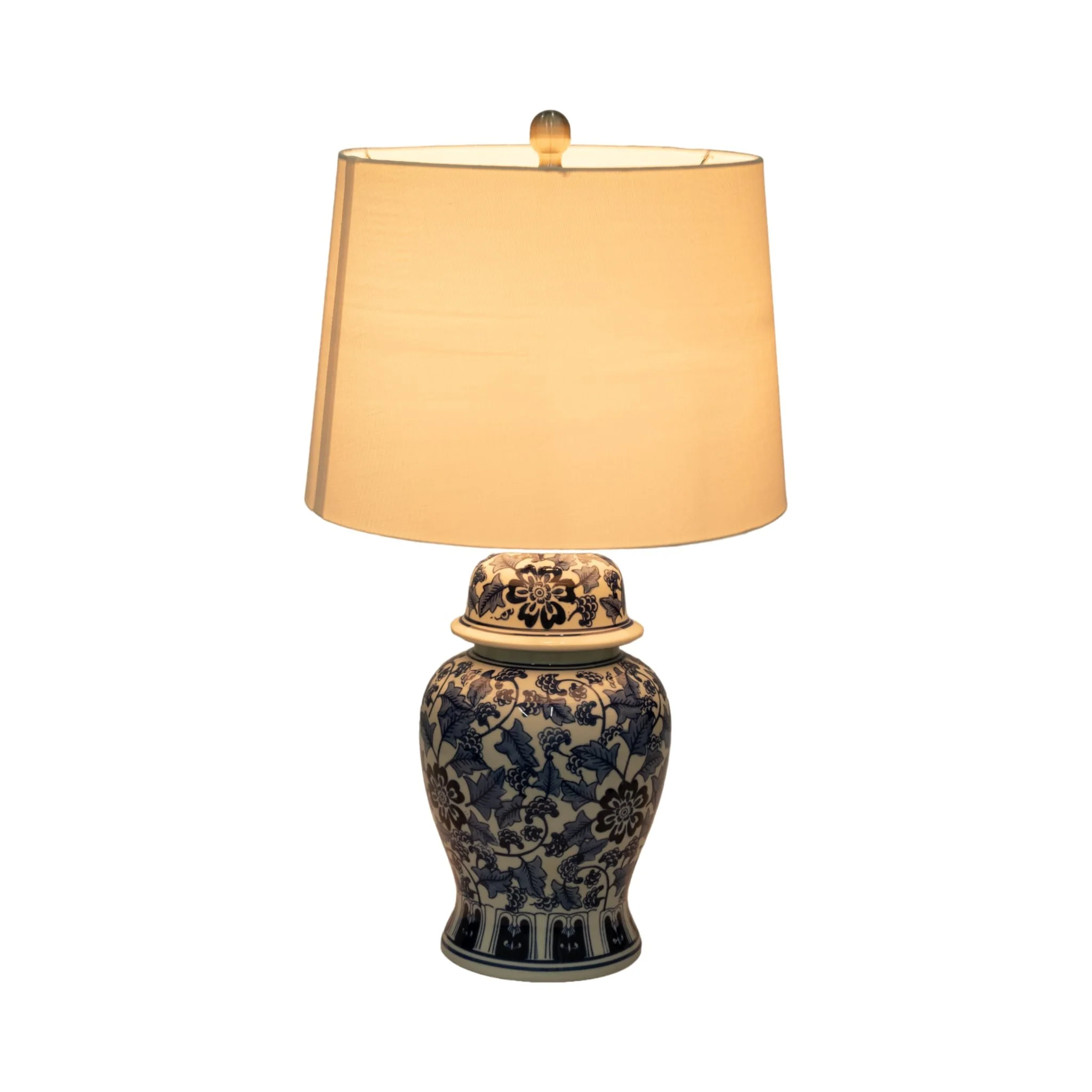 Ceramic, 25" Temple Jar Table Lamp, Blue/white - Image 2