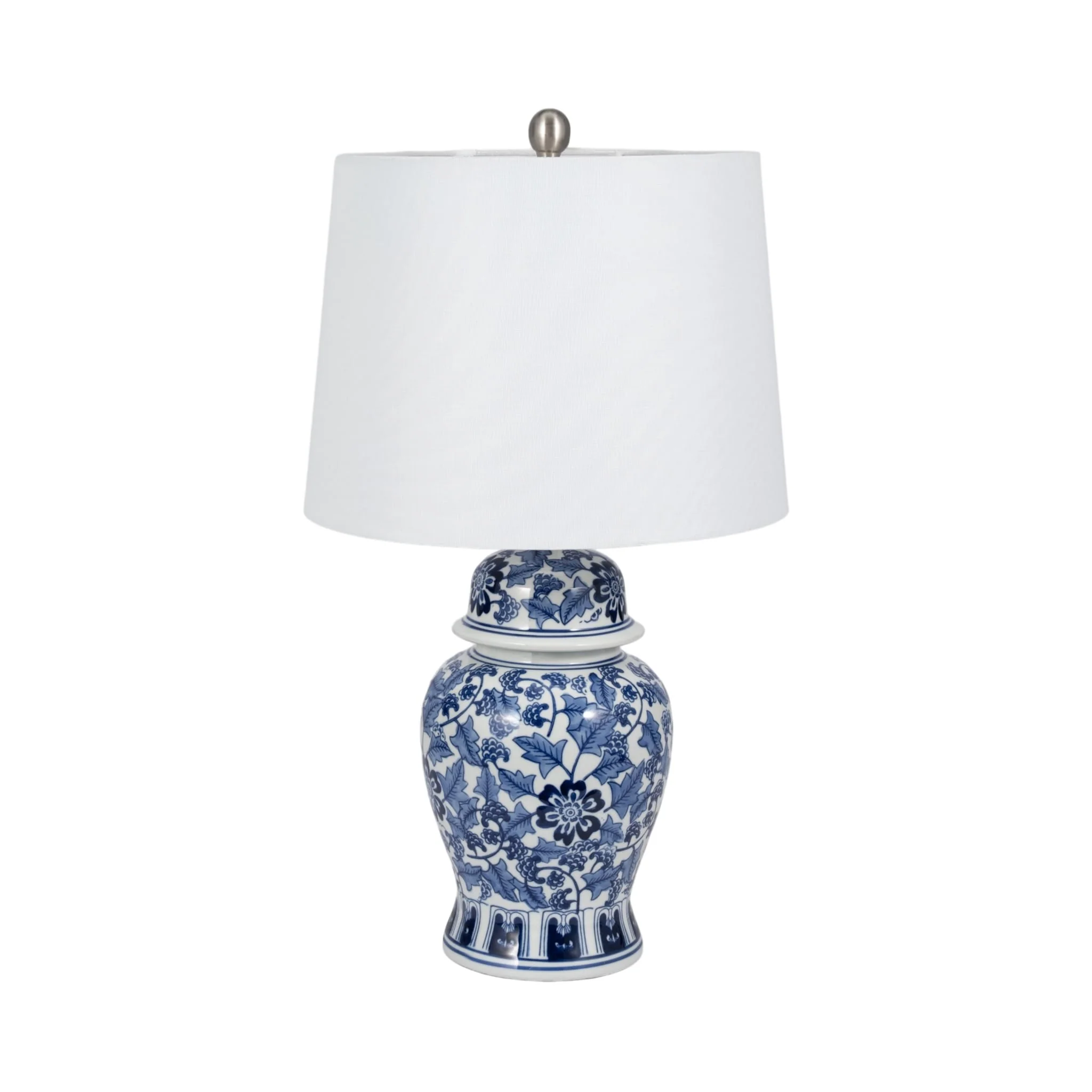 Ceramic, 25" Temple Jar Table Lamp, Blue/white - Image 3