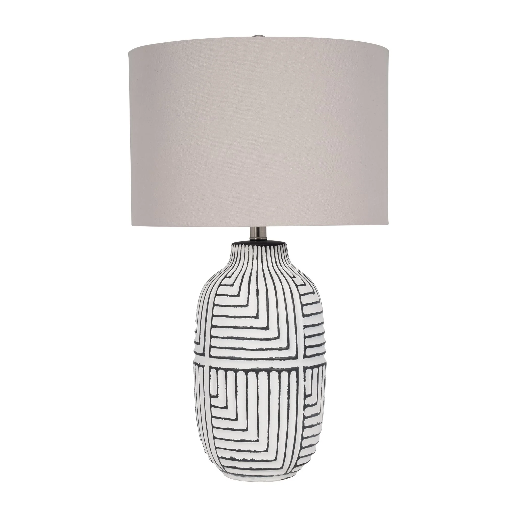 Ceramic, 26" Tribal Textured Table Lamp, White - Image 2