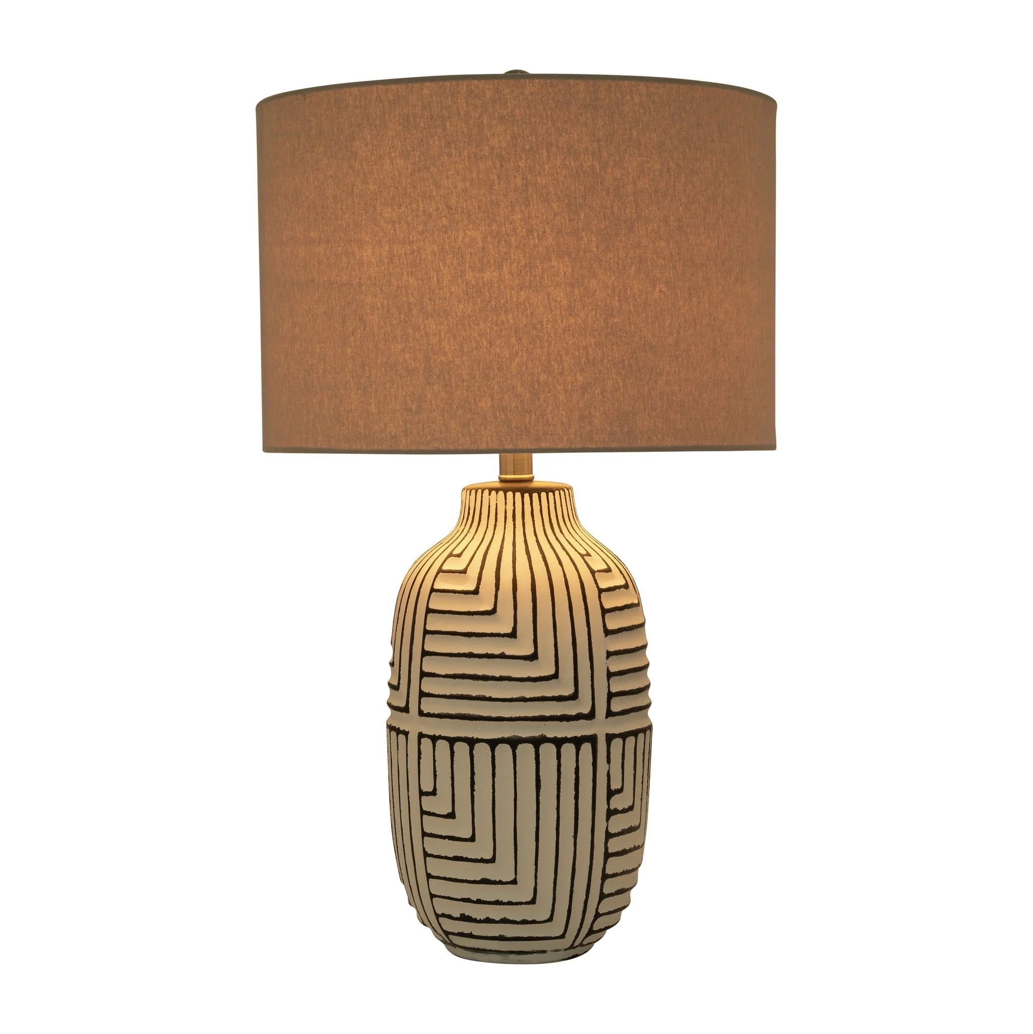 Ceramic, 26" Tribal Textured Table Lamp, White - Image 3