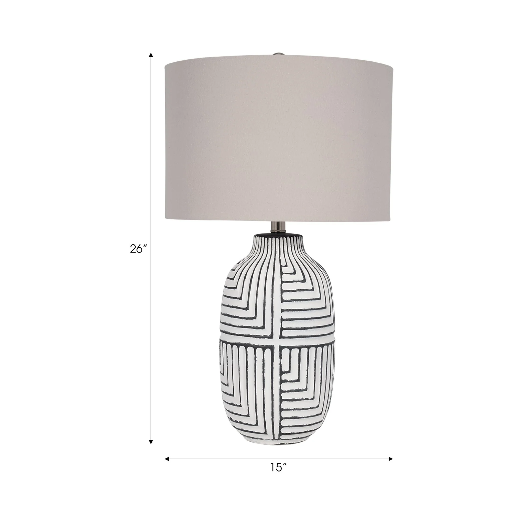 Ceramic, 26" Tribal Textured Table Lamp, White - Image 9
