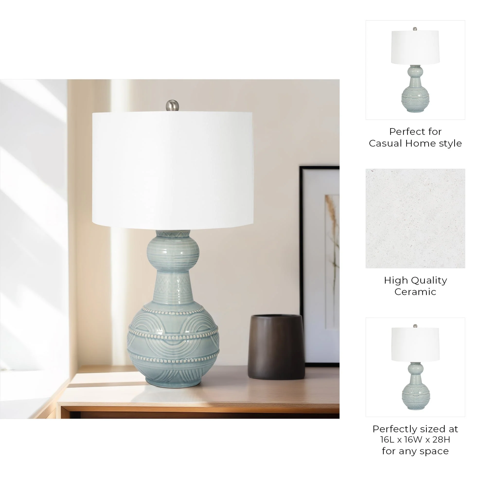 Ceramic 28" Bottle Table Lamp, Blue - Image 9