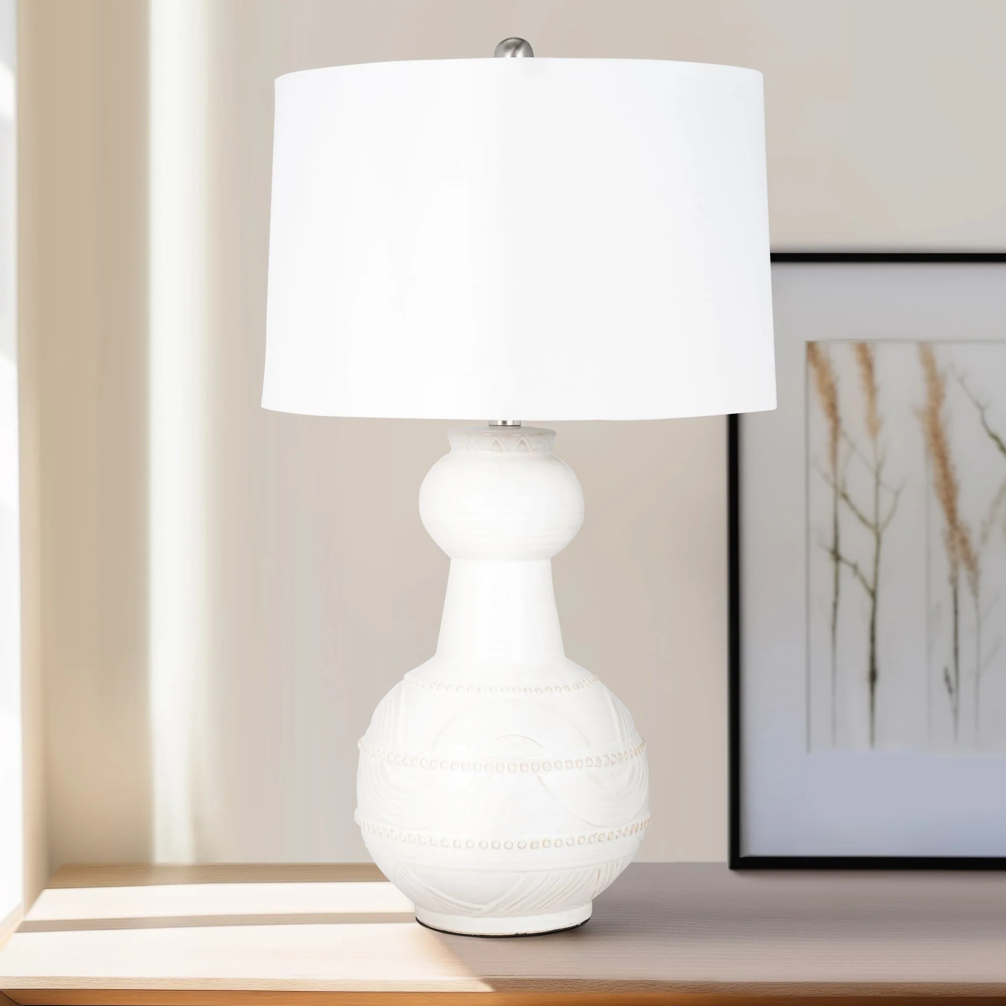 Ceramic 28" Bottle Table Lamp, White - Image 8