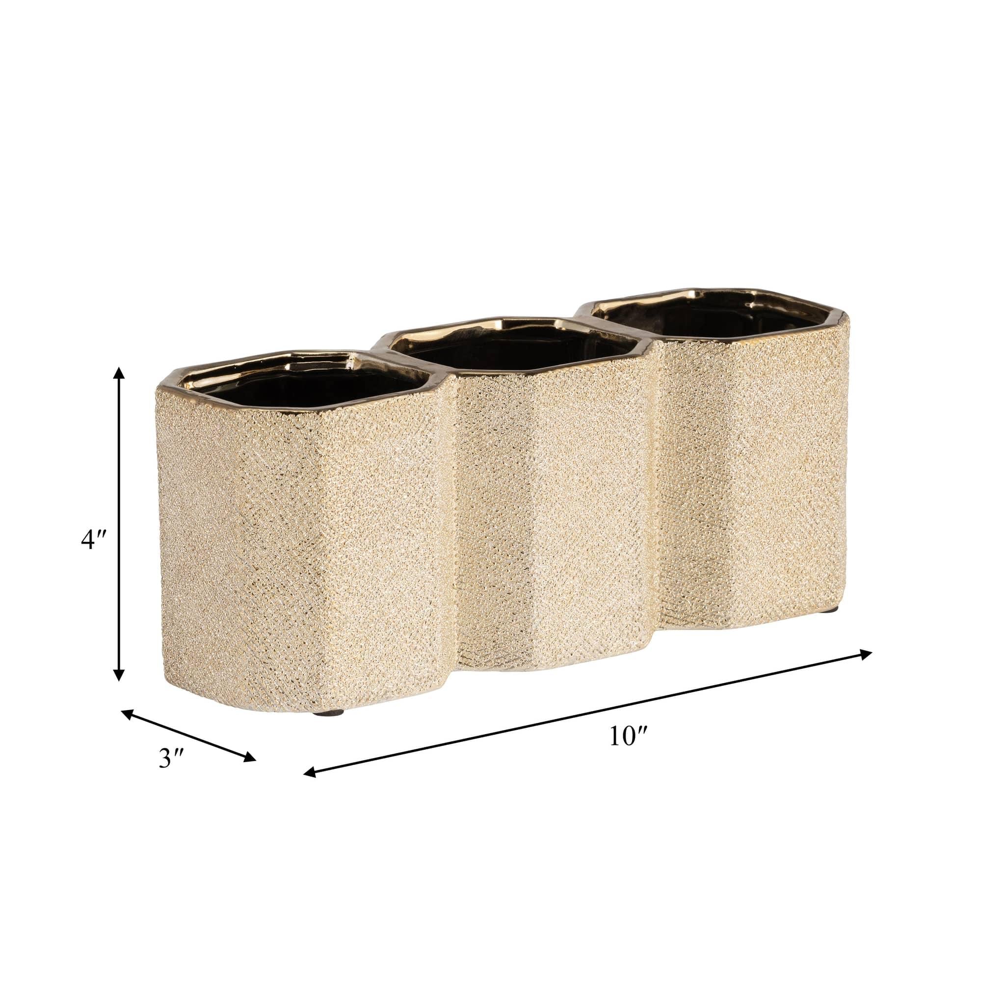 Ceramic 4" 3-cup Pencil Holder, Champagne - Image 7