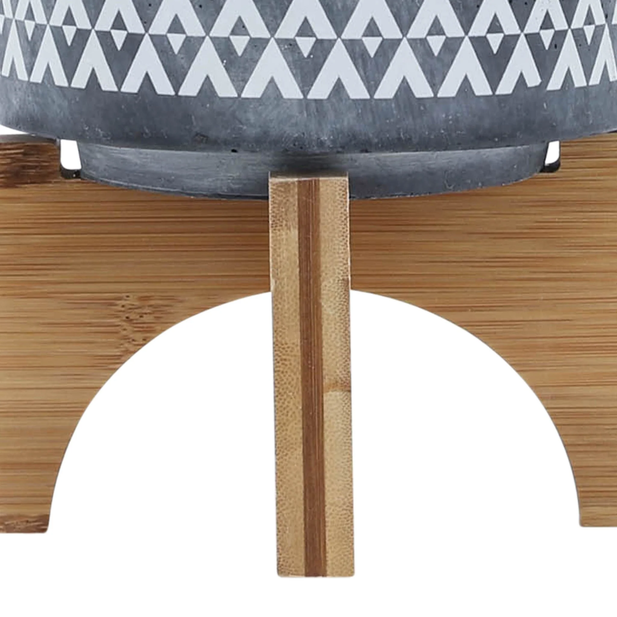 Ceramic 5" Aztec Planter On Wooden Stand, Gray - Image 7