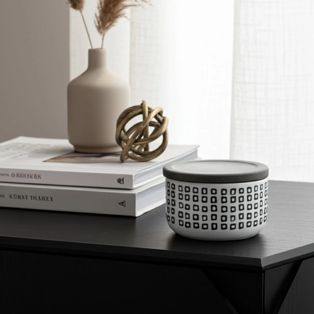 Ceramic 5"  Covered Dotted Jar, Black - Image 11
